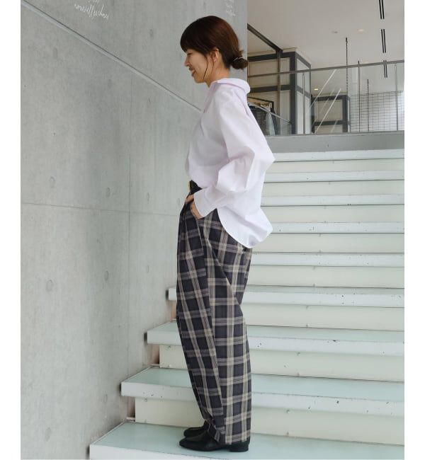IENA「《予約》Maison IENA 別注 Nell/ネル チェックペグトップパンツ 261-202-61」|スラックス|