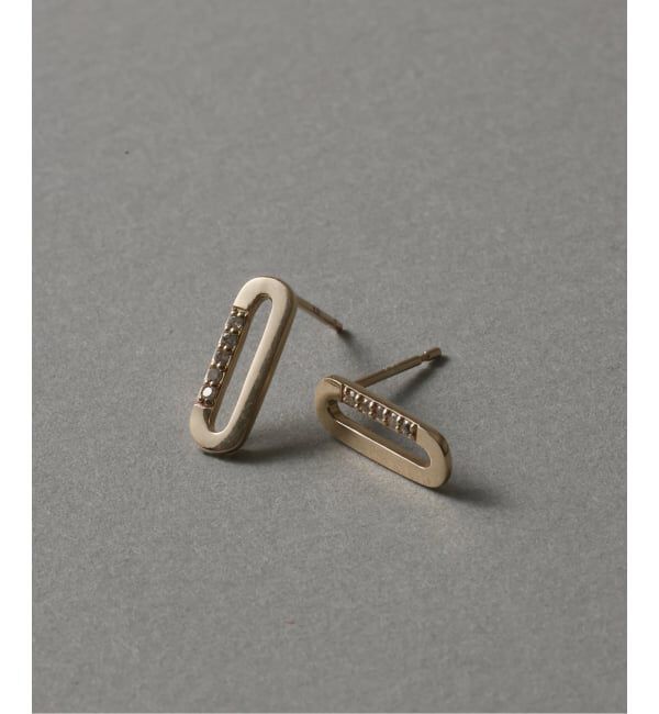 Lilas by Spick&Span「オーバルモチーフ*ダイヤピアス K10（両耳）」|ピアス|ゴールド