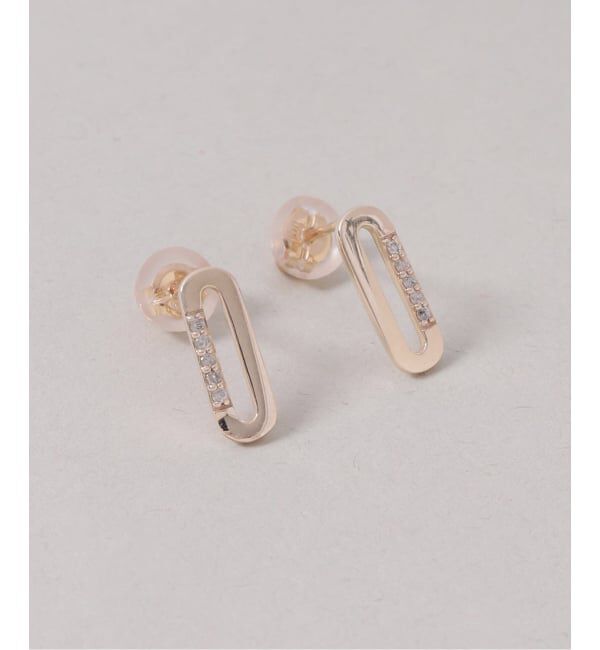 Lilas by Spick&Span「オーバルモチーフ*ダイヤピアス K10（両耳）」|ピアス|