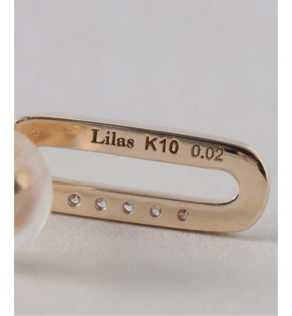 Lilas by Spick&Span「オーバルモチーフ*ダイヤピアス K10（両耳）」|ピアス|