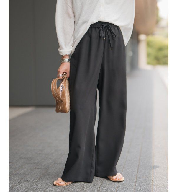 Spick and Span「ジョーゼットイージーパンツ」|スラックス|ブラック