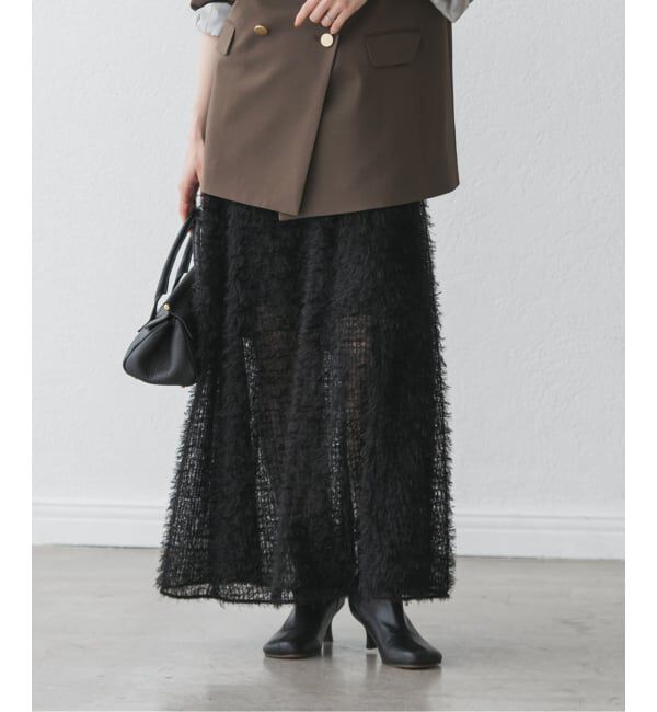 NOBLE「フェザーチュールフレアスカート」|スカート|ブラック