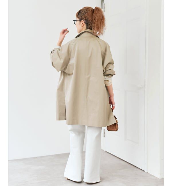Spick and Span「T/Cギャバステンカラーハーフコート」|ステンカラーコート|
