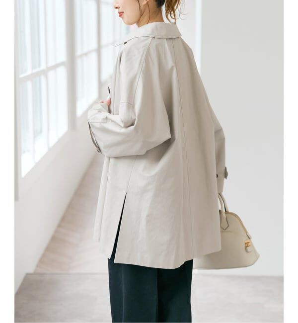 Spick and Span「T/Cギャバステンカラーハーフコート」|ステンカラーコート|