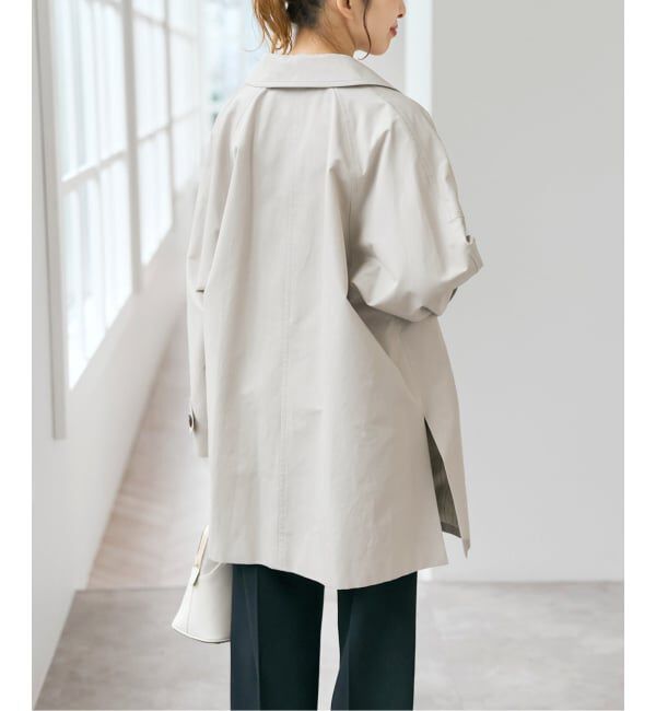 Spick and Span「T/Cギャバステンカラーハーフコート」|ステンカラーコート|