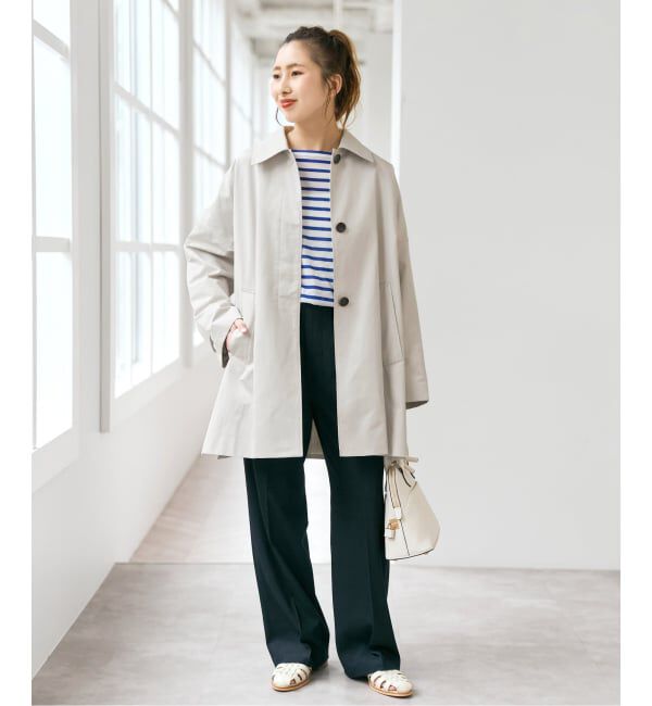 Spick and Span「T/Cギャバステンカラーハーフコート」|ステンカラーコート|