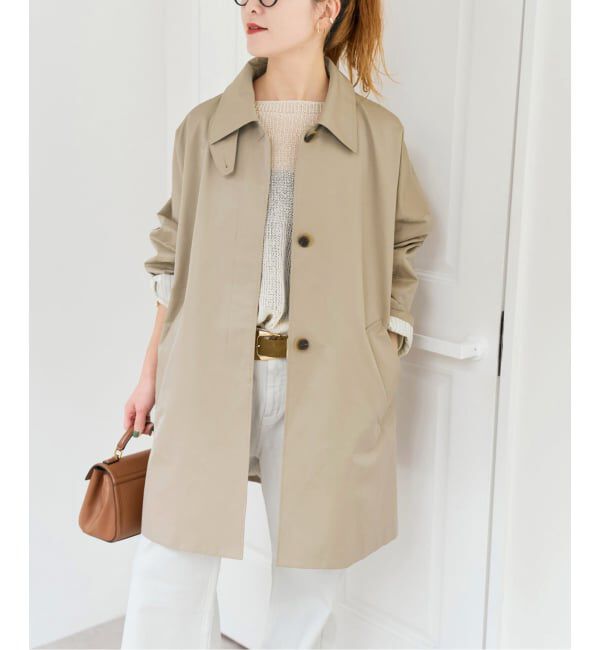 Spick and Span「T/Cギャバステンカラーハーフコート」|ステンカラーコート|