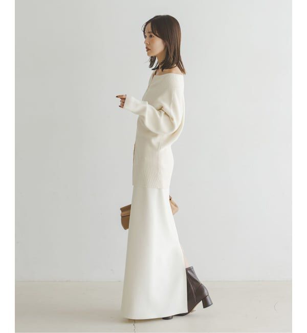 NOBLE「《WEB限定追加》フロントジップボートネックニット」|ニット・セーター|