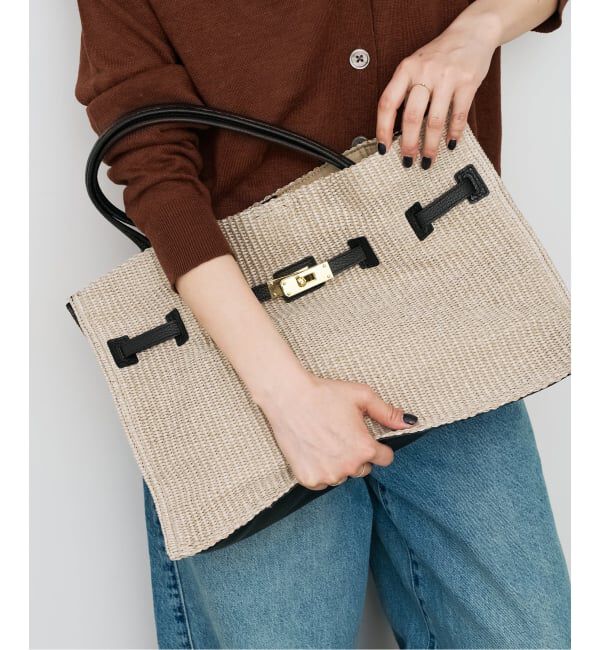 Spick and Span「《別注 / 予約》VIOLAd'ORO イタリアンラフィアシートトートバッグL*」|トートバッグ|ベージュ A