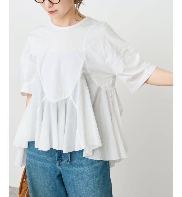 Spick and Span「《予約》AAYUSHI / アユーシ ペプラムラッフルTシャツ」|Tシャツ・カットソー|