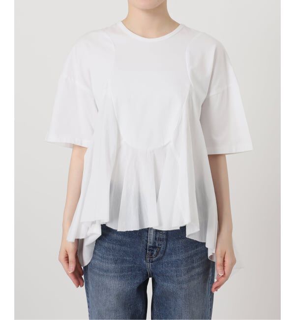 Spick and Span「《予約》AAYUSHI / アユーシ ペプラムラッフルTシャツ」|Tシャツ・カットソー|
