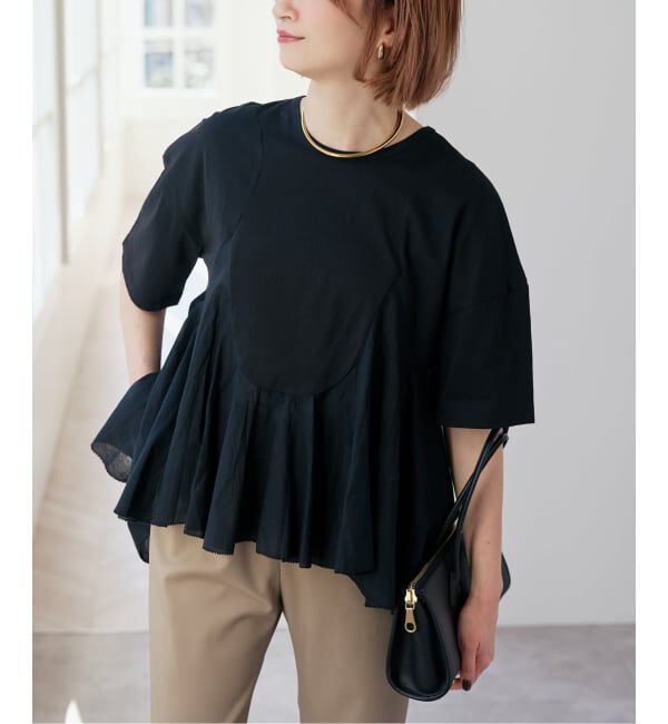 Spick and Span「《予約》AAYUSHI / アユーシ ペプラムラッフルTシャツ」|Tシャツ・カットソー|
