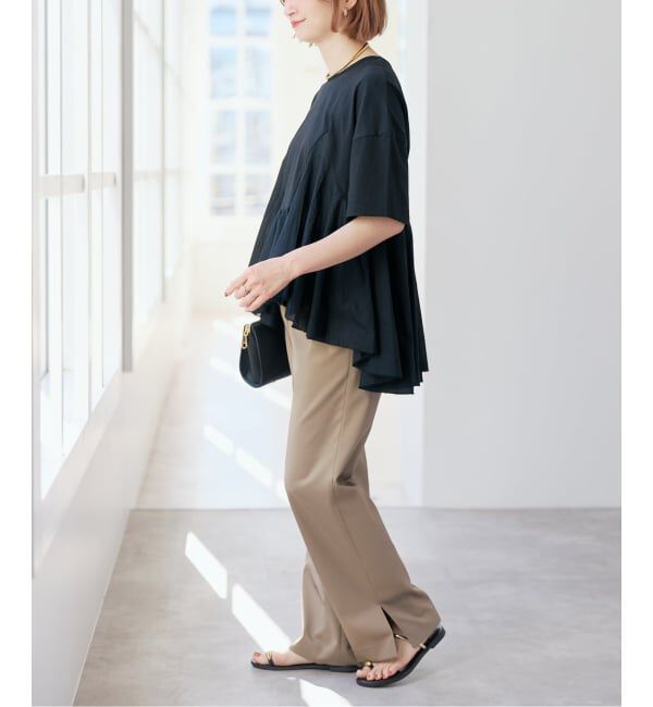 Spick and Span「《予約》AAYUSHI / アユーシ ペプラムラッフルTシャツ」|Tシャツ・カットソー|