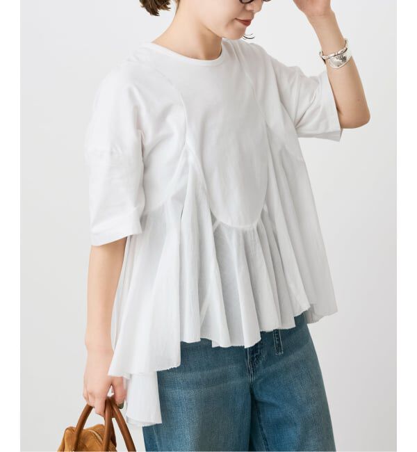 Spick and Span「《予約》AAYUSHI / アユーシ ペプラムラッフルTシャツ」|Tシャツ・カットソー|ホワイト