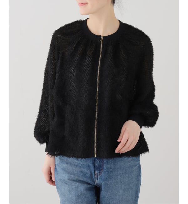  「【洗える】ジャカードシャツブルゾン」|その他|ブラック