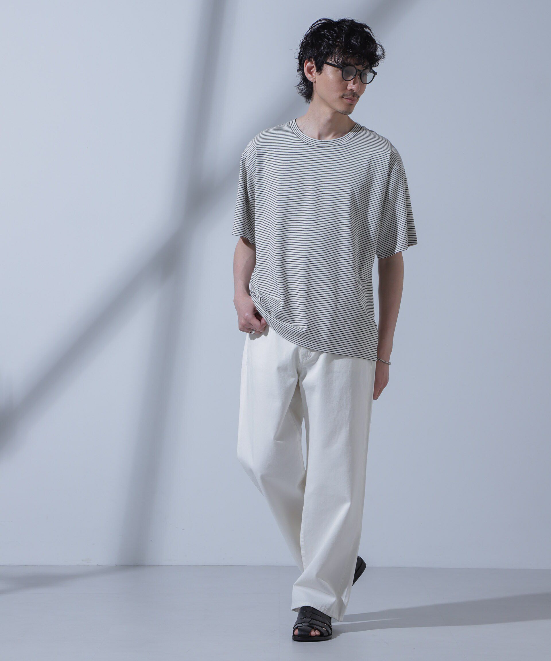 nano･universe「Anti Soaked(R)  汗染み防止 ピンボーダークルーネックTシャツ」|Tシャツ・カットソー|