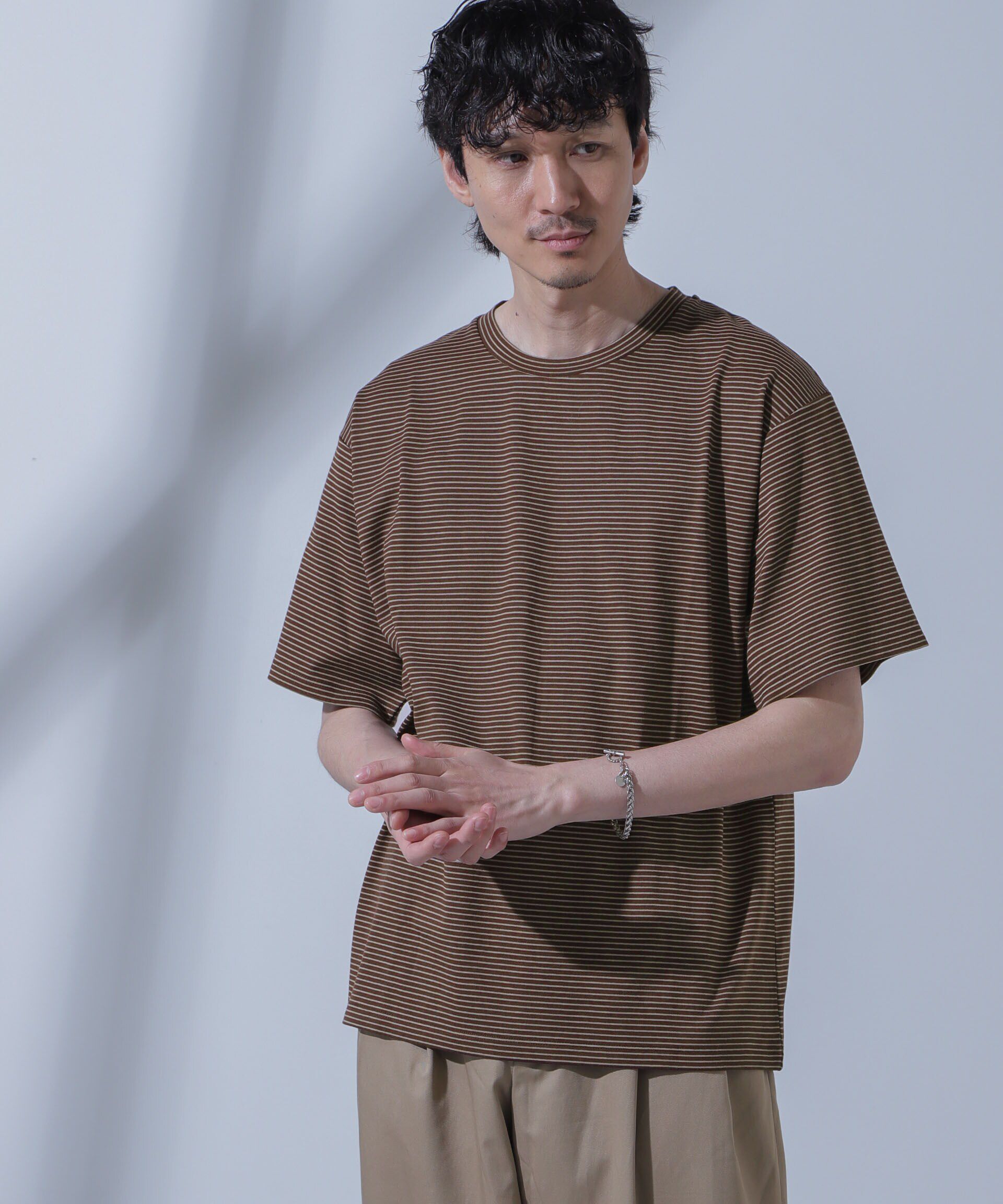 nano･universe「Anti Soaked(R)  汗染み防止 ピンボーダークルーネックTシャツ」|Tシャツ・カットソー|