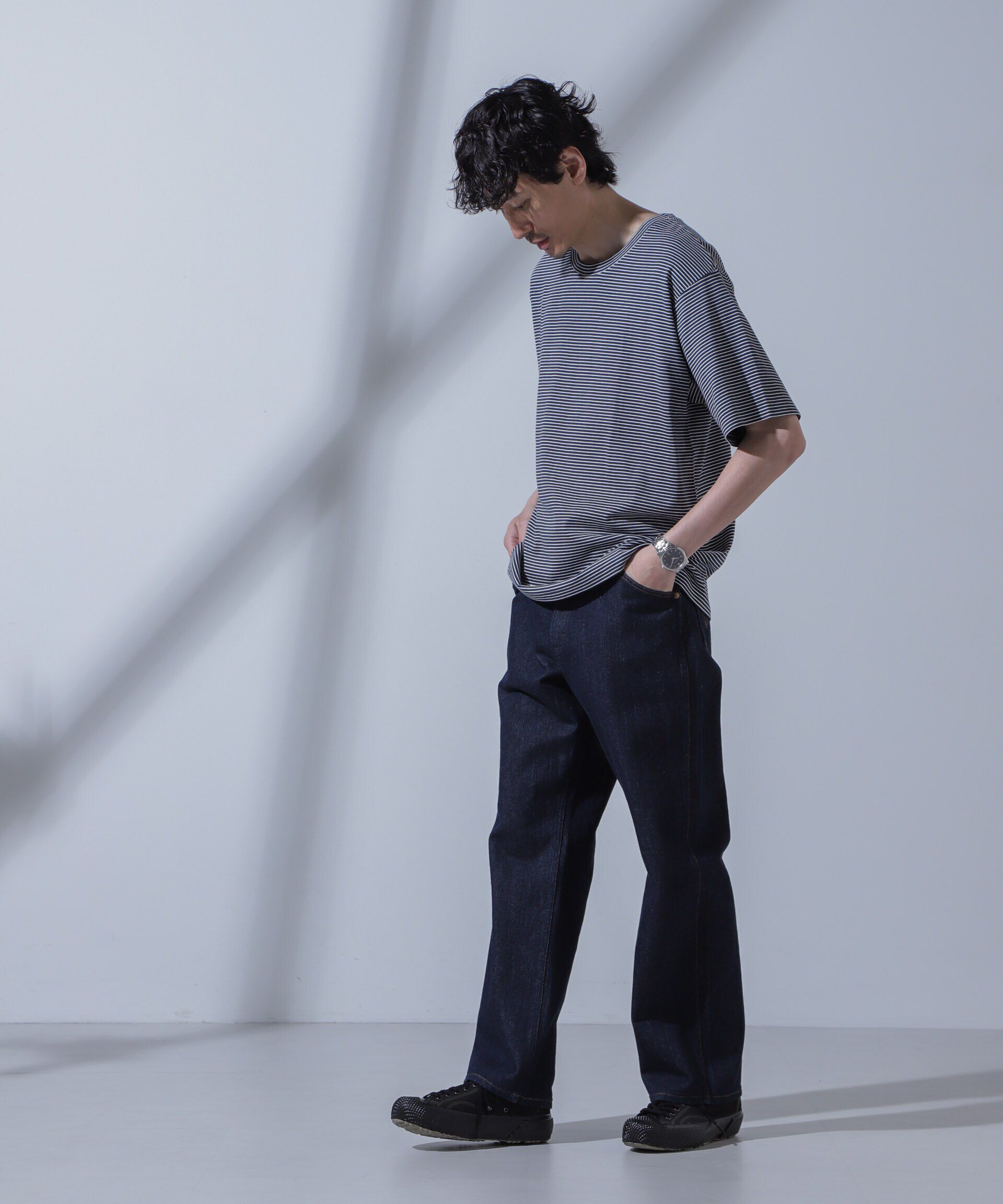 nano･universe「Anti Soaked(R)  汗染み防止 ピンボーダークルーネックTシャツ」|Tシャツ・カットソー|