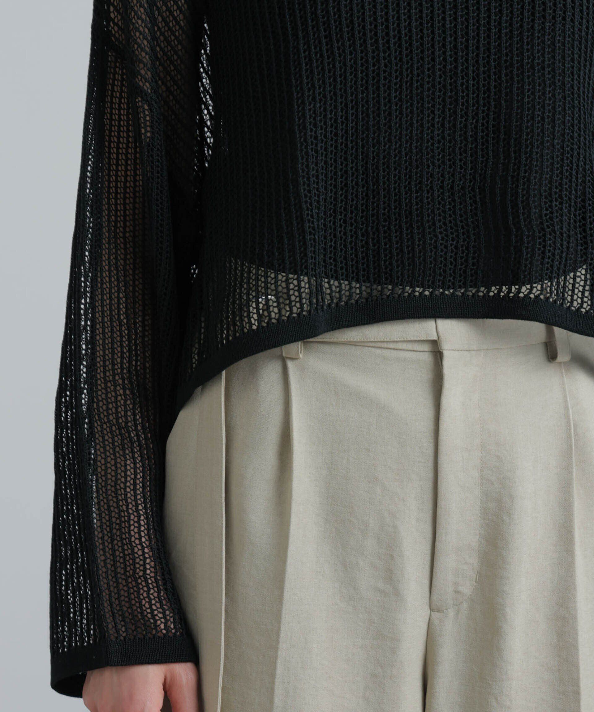 nano･universe「クロップドメッシュニットトップス」|ニット・セーター|