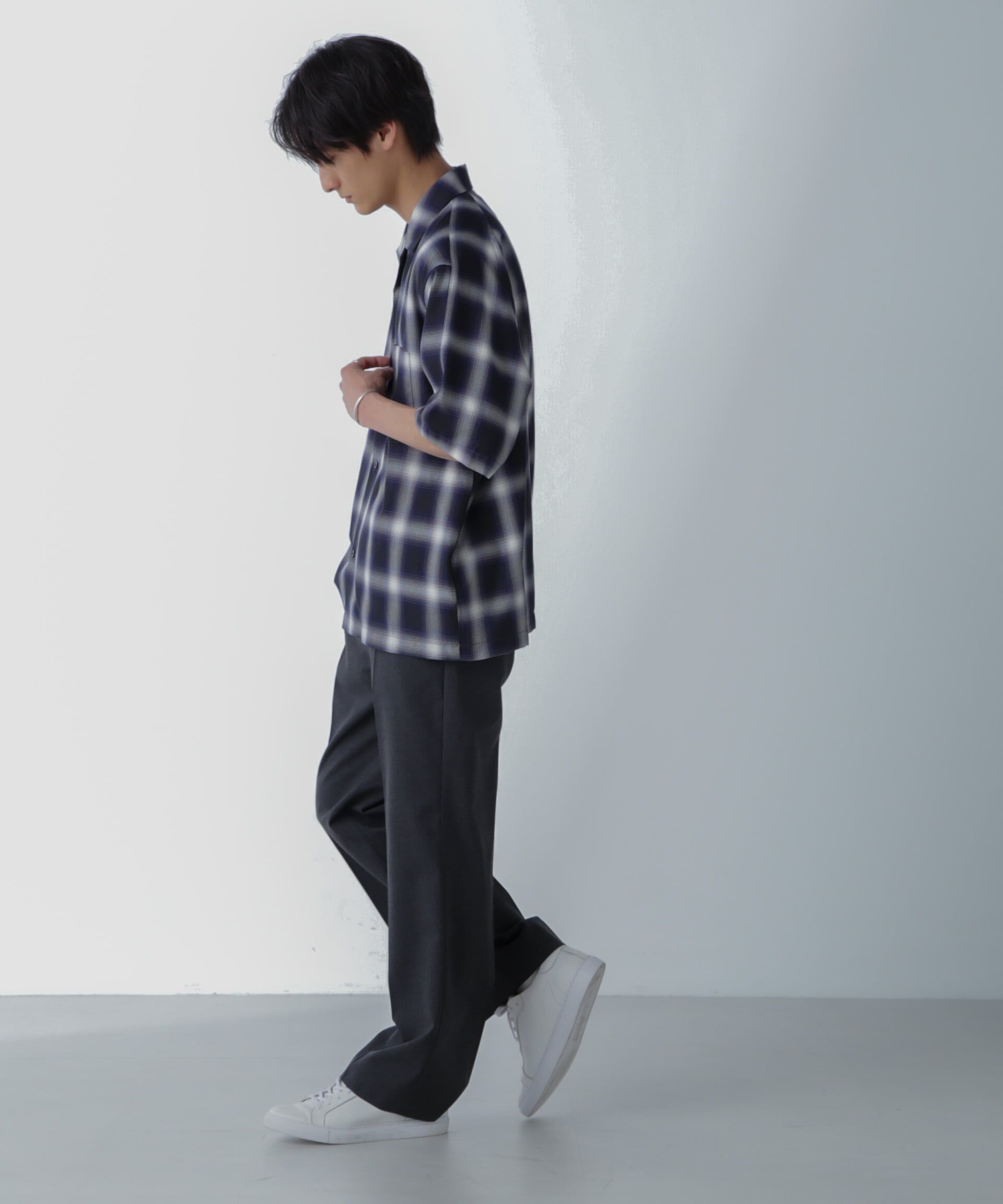 nano･universe「オンブレーチェックハーフスリーブシャツ」|シャツ・ブラウス|