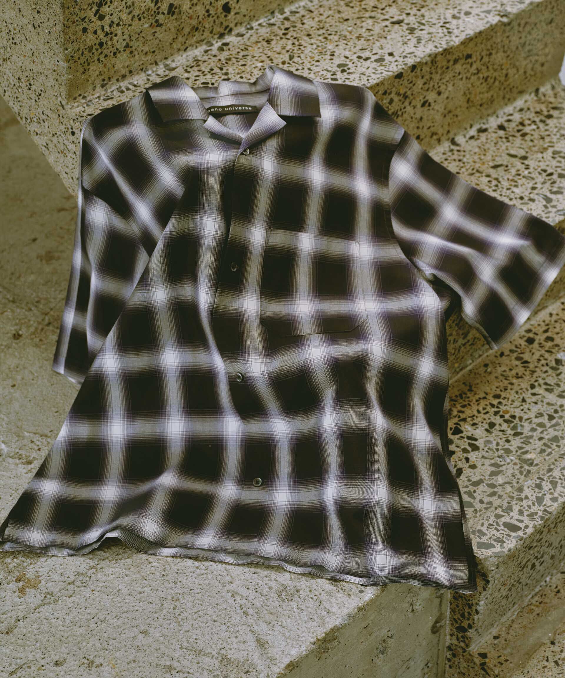 nano･universe「オンブレーチェックハーフスリーブシャツ」|シャツ・ブラウス|