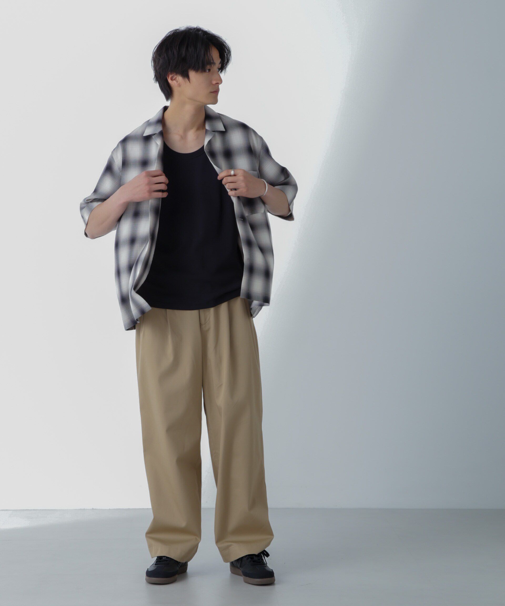 nano･universe「オンブレーチェックハーフスリーブシャツ」|シャツ・ブラウス|