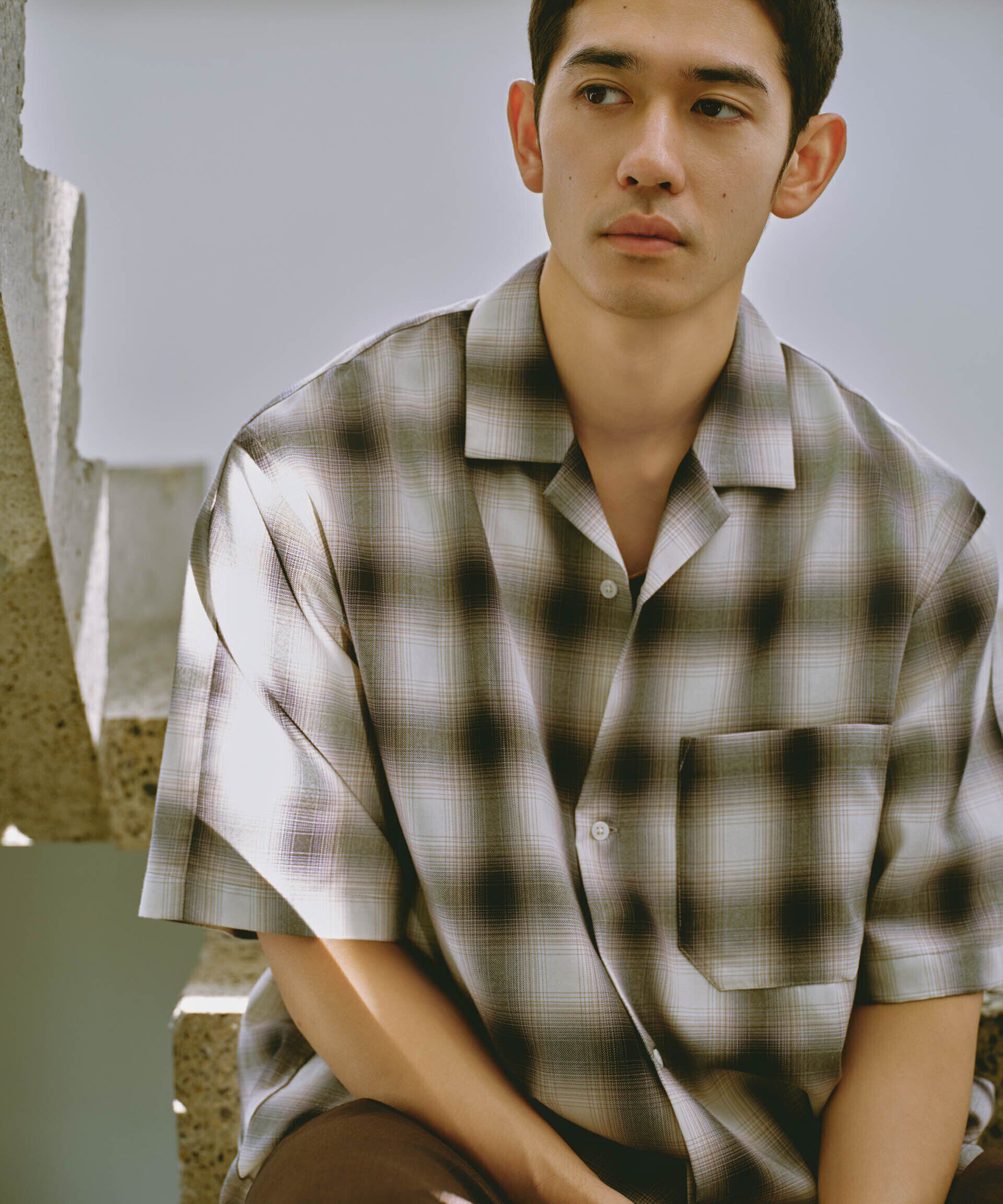 nano･universe「オンブレーチェックハーフスリーブシャツ」|シャツ・ブラウス|