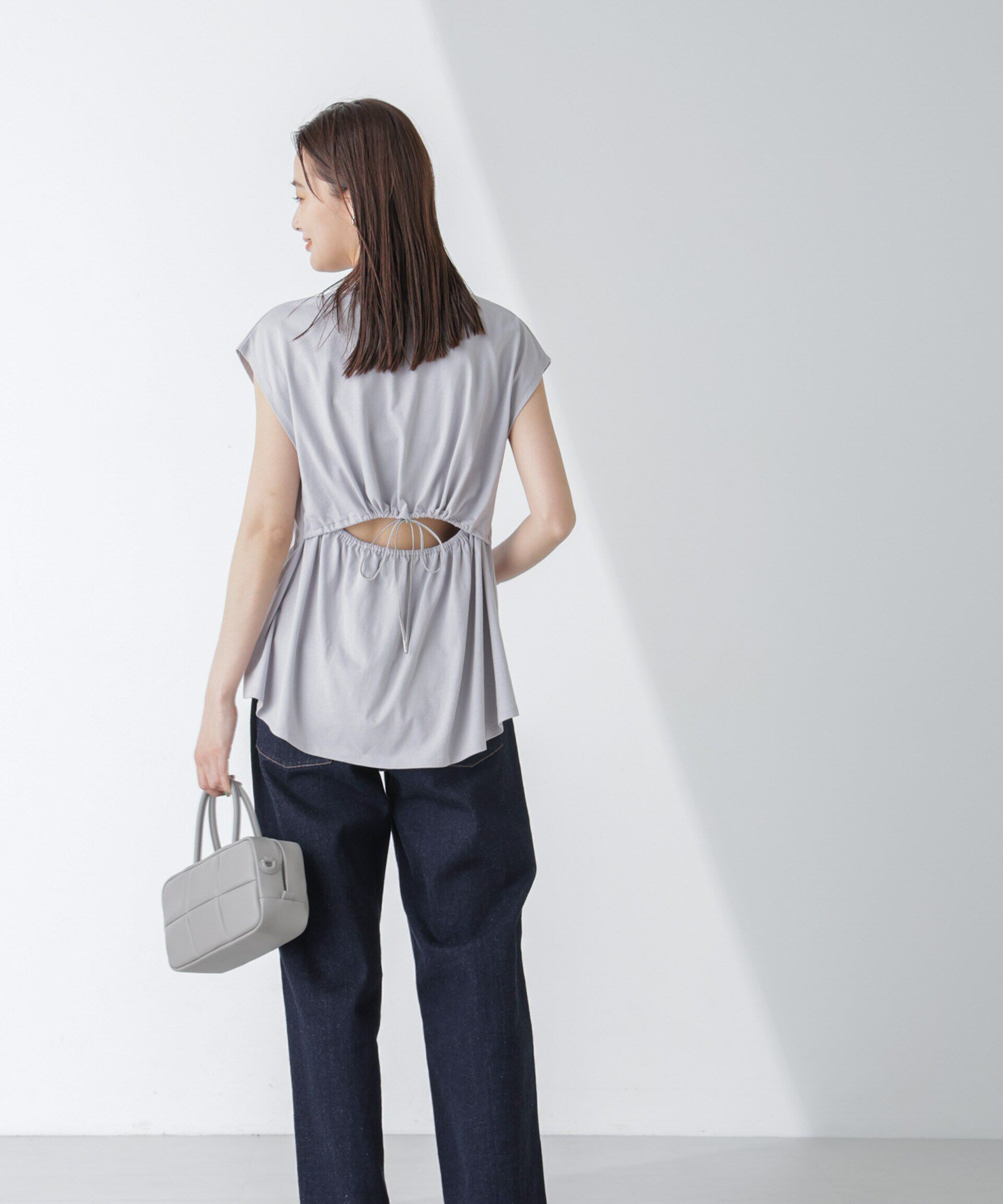 nano･universe「バックギャザーオープンデザイントップス」|Tシャツ・カットソー|