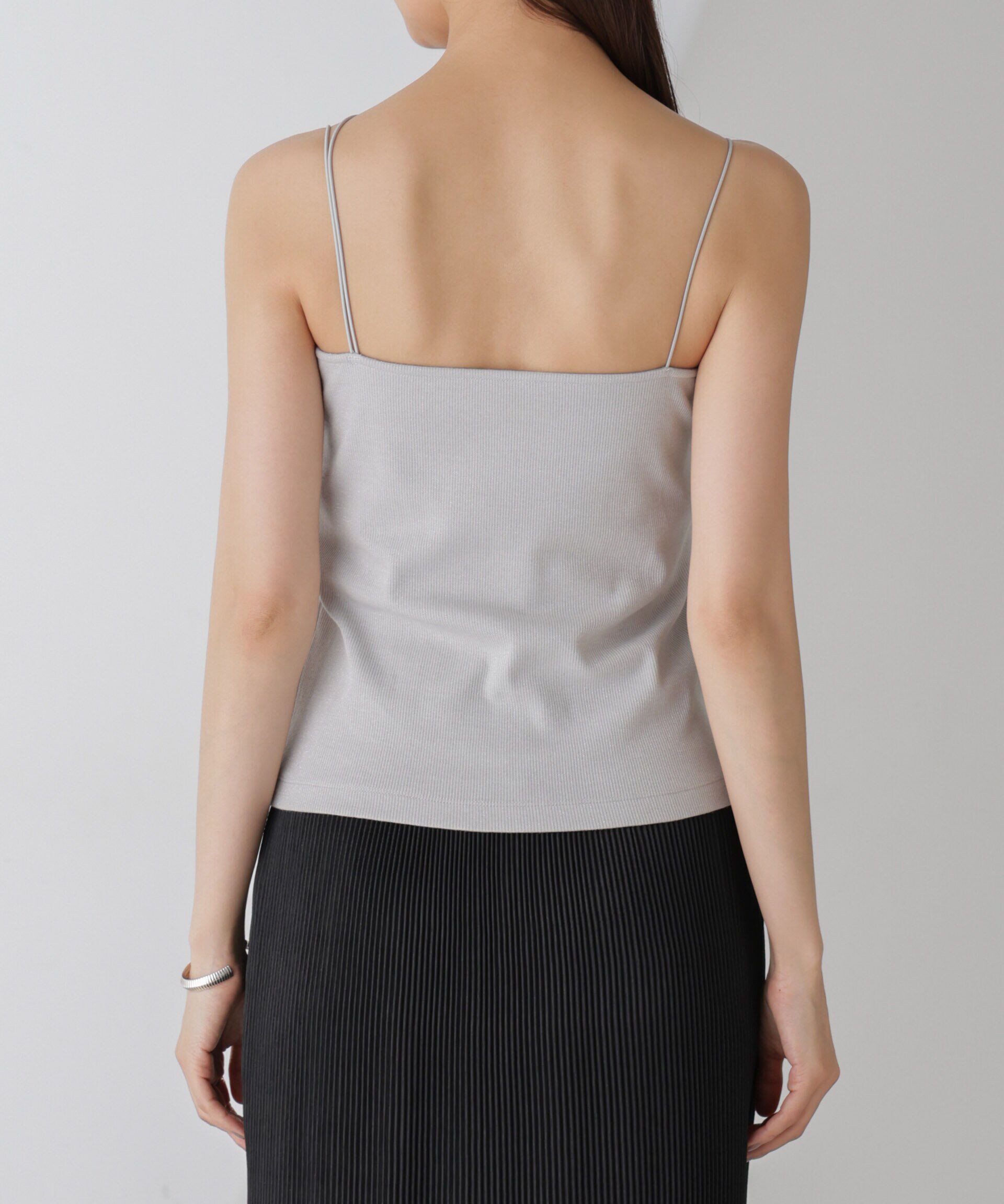 nano･universe「ラメテレコカップ付きアシメストラップキャミソール」|Tシャツ・カットソー|