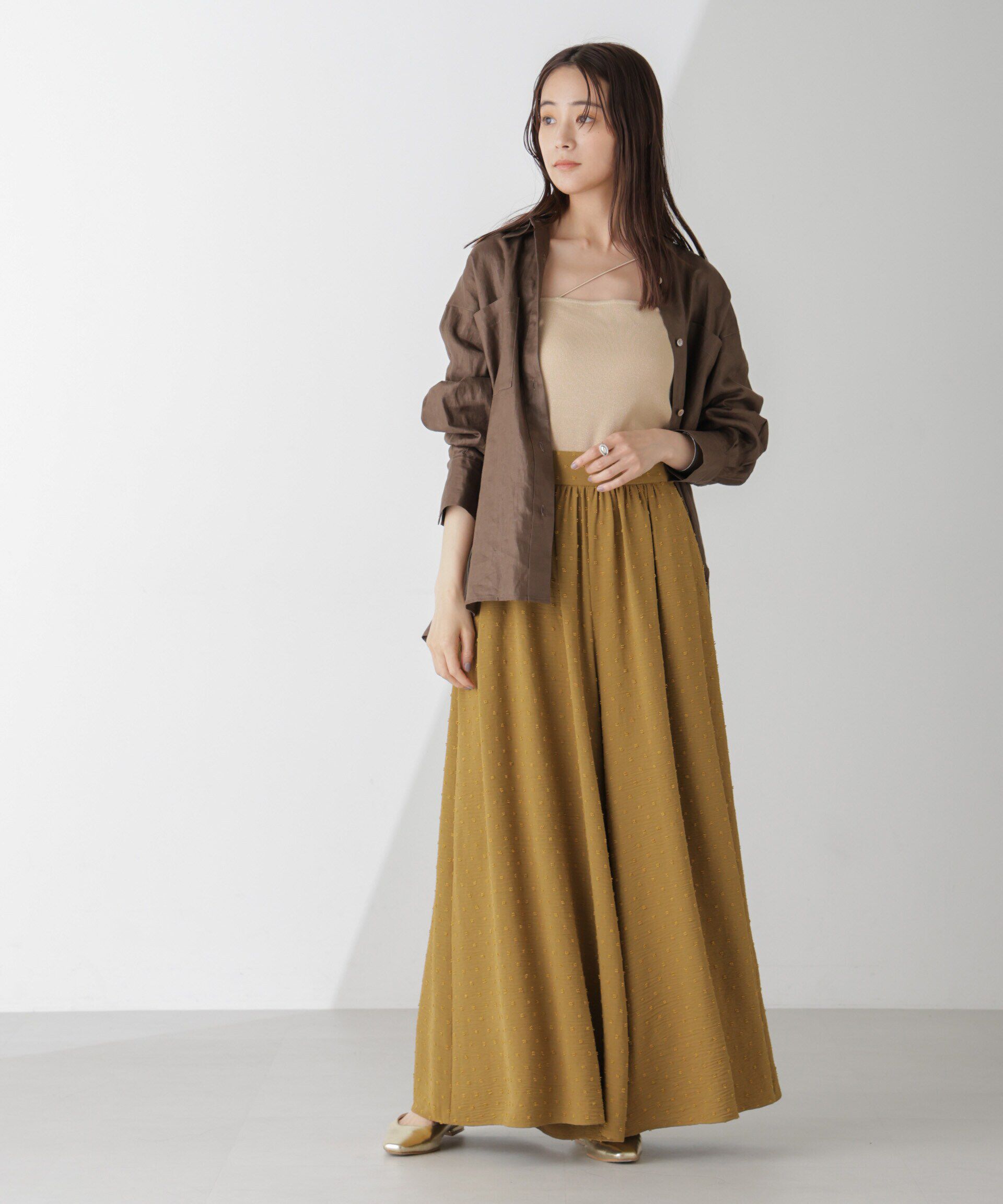 nano･universe「ラメテレコカップ付きアシメストラップキャミソール」|Tシャツ・カットソー|