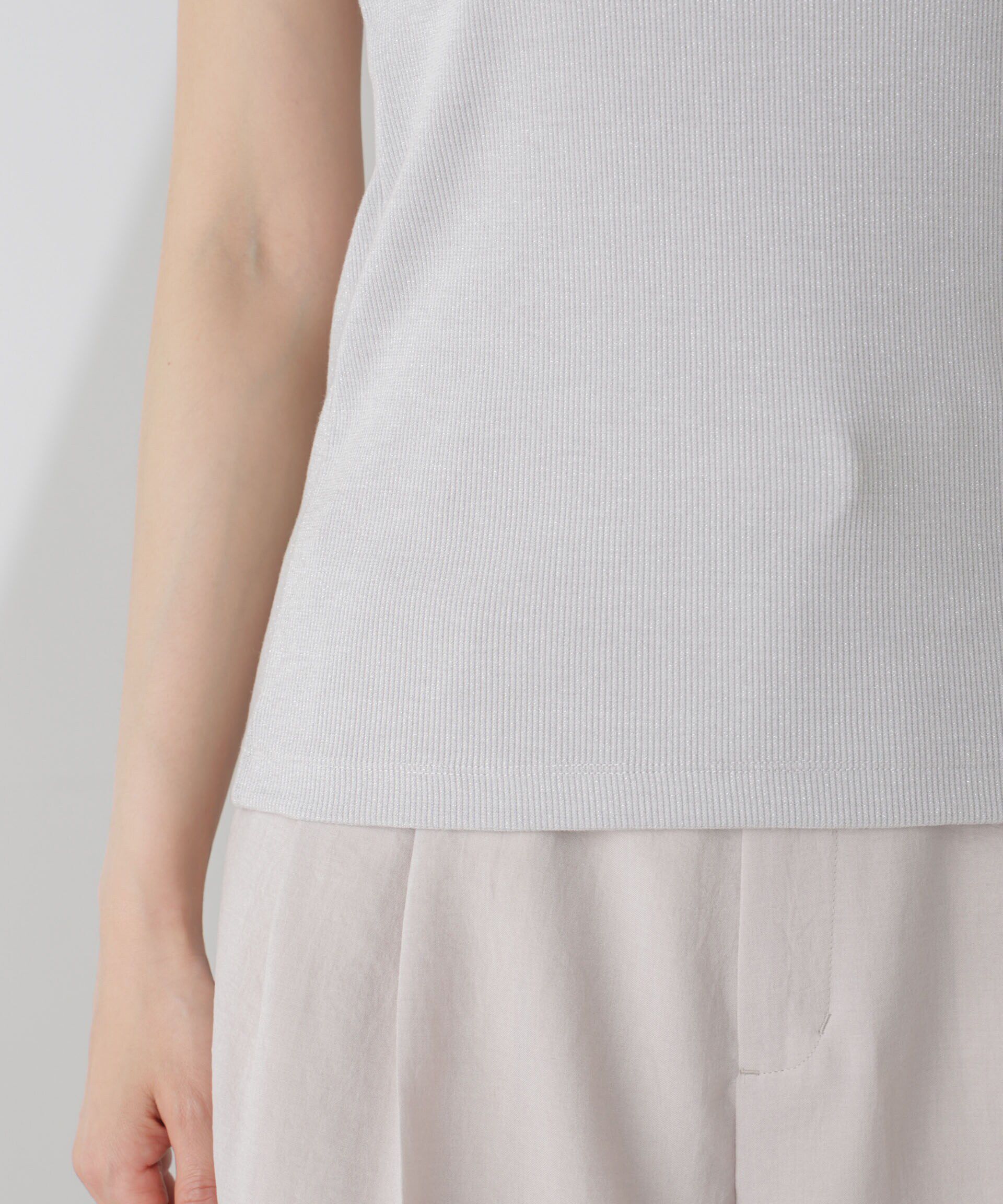 nano･universe「ラメテレコカップ付きバッククロスキャミソール」|Tシャツ・カットソー|