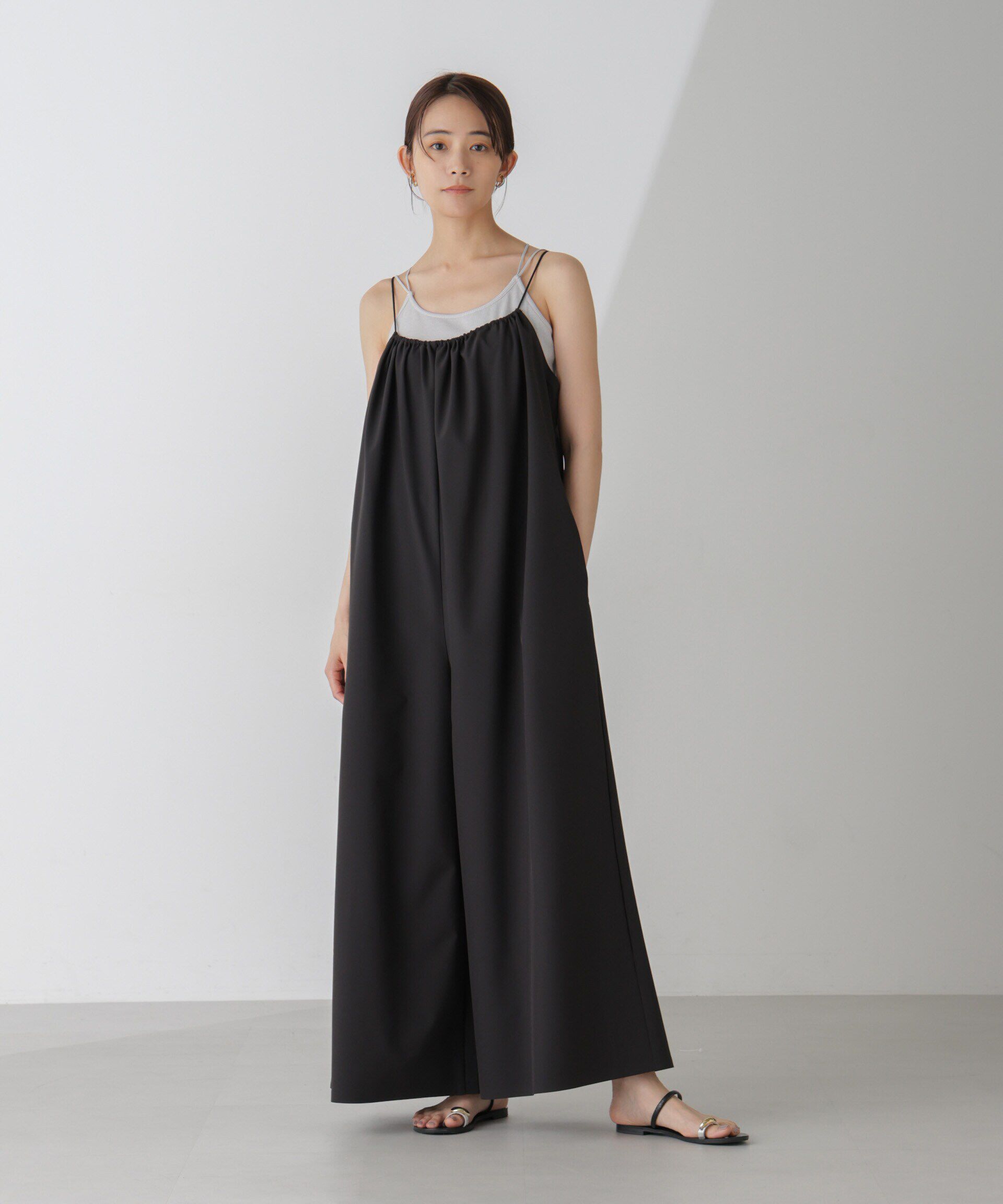 nano･universe「ラメテレコカップ付きバッククロスキャミソール」|Tシャツ・カットソー|