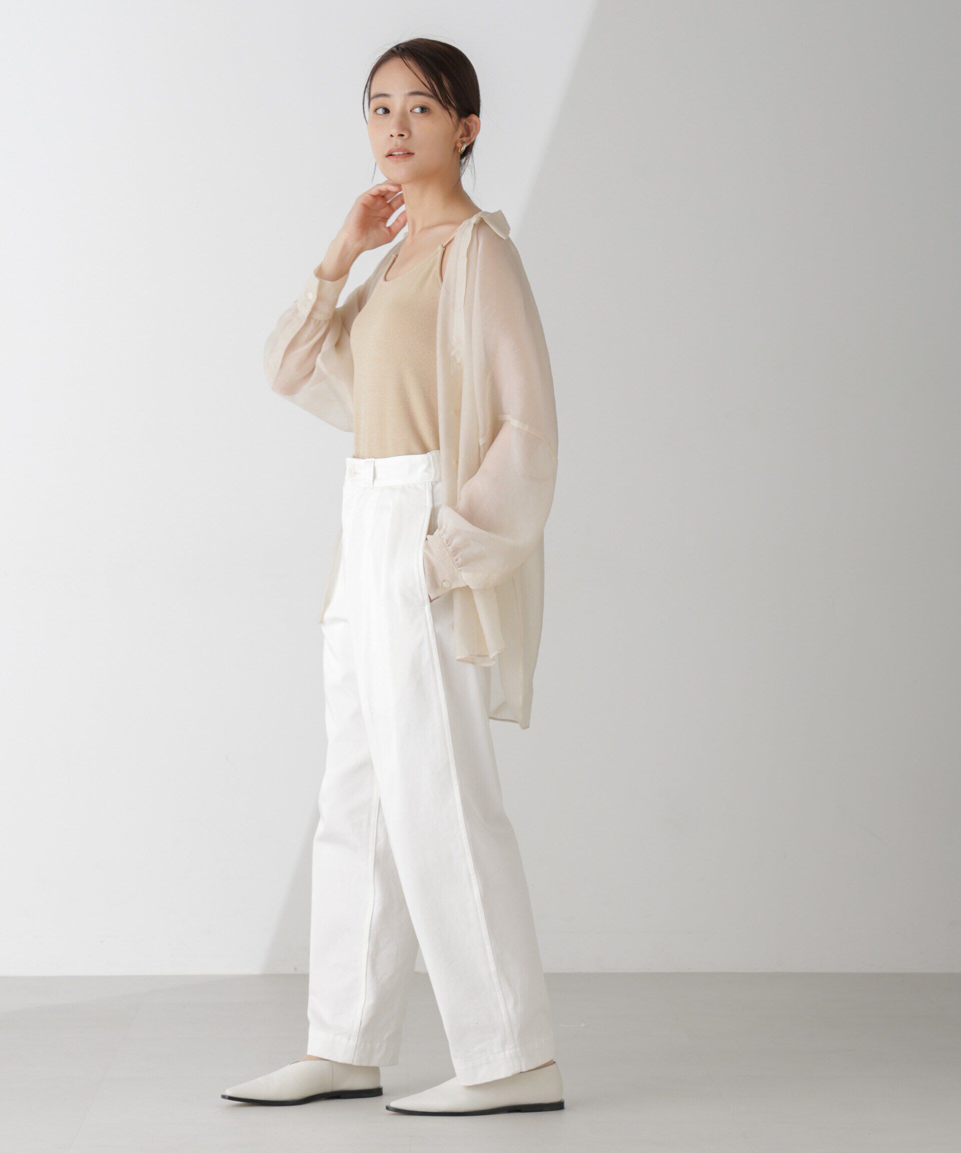 nano･universe「ラメテレコカップ付きバッククロスキャミソール」|Tシャツ・カットソー|