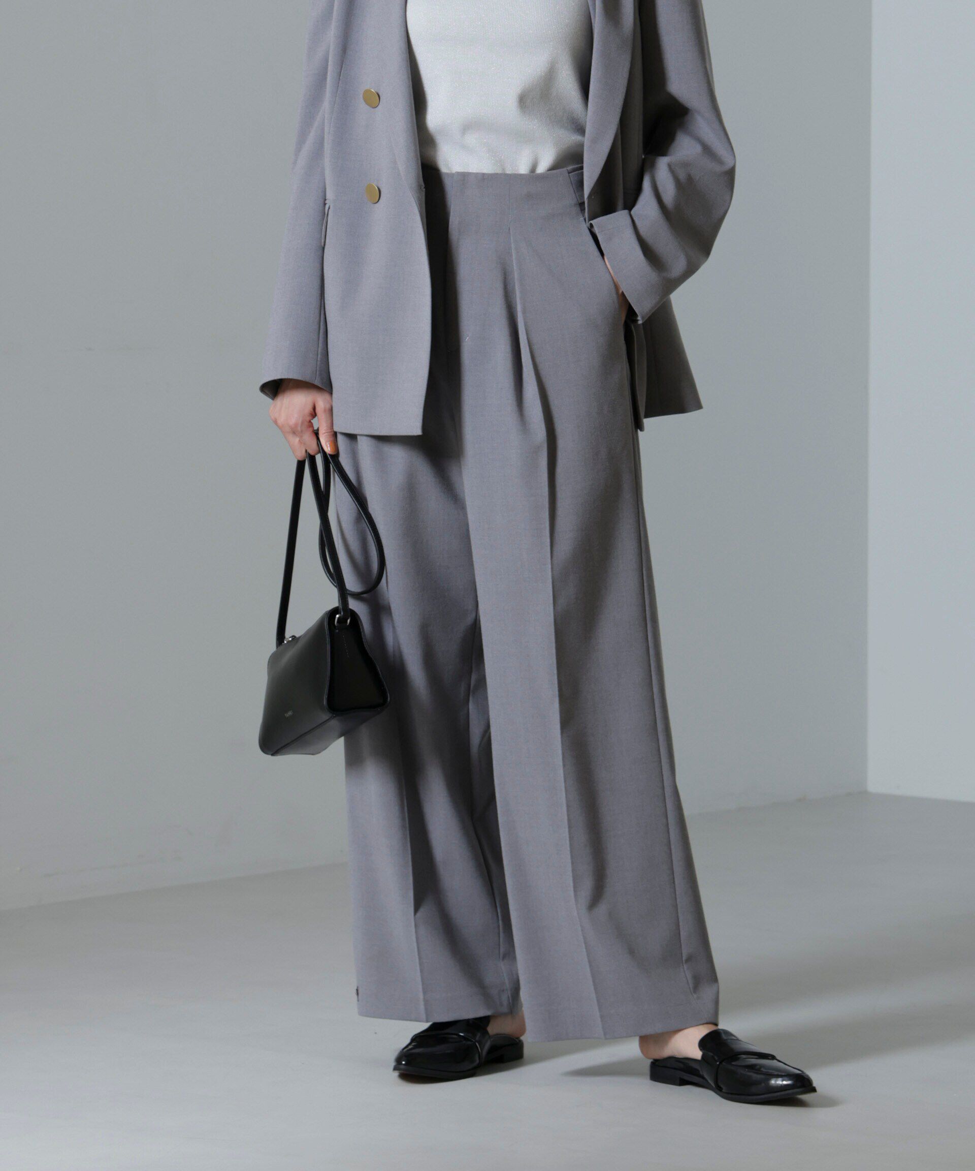 nano･universe「ドライウェザーストレッチ インタックワイドパンツ(セットアップ可)」|チノ|