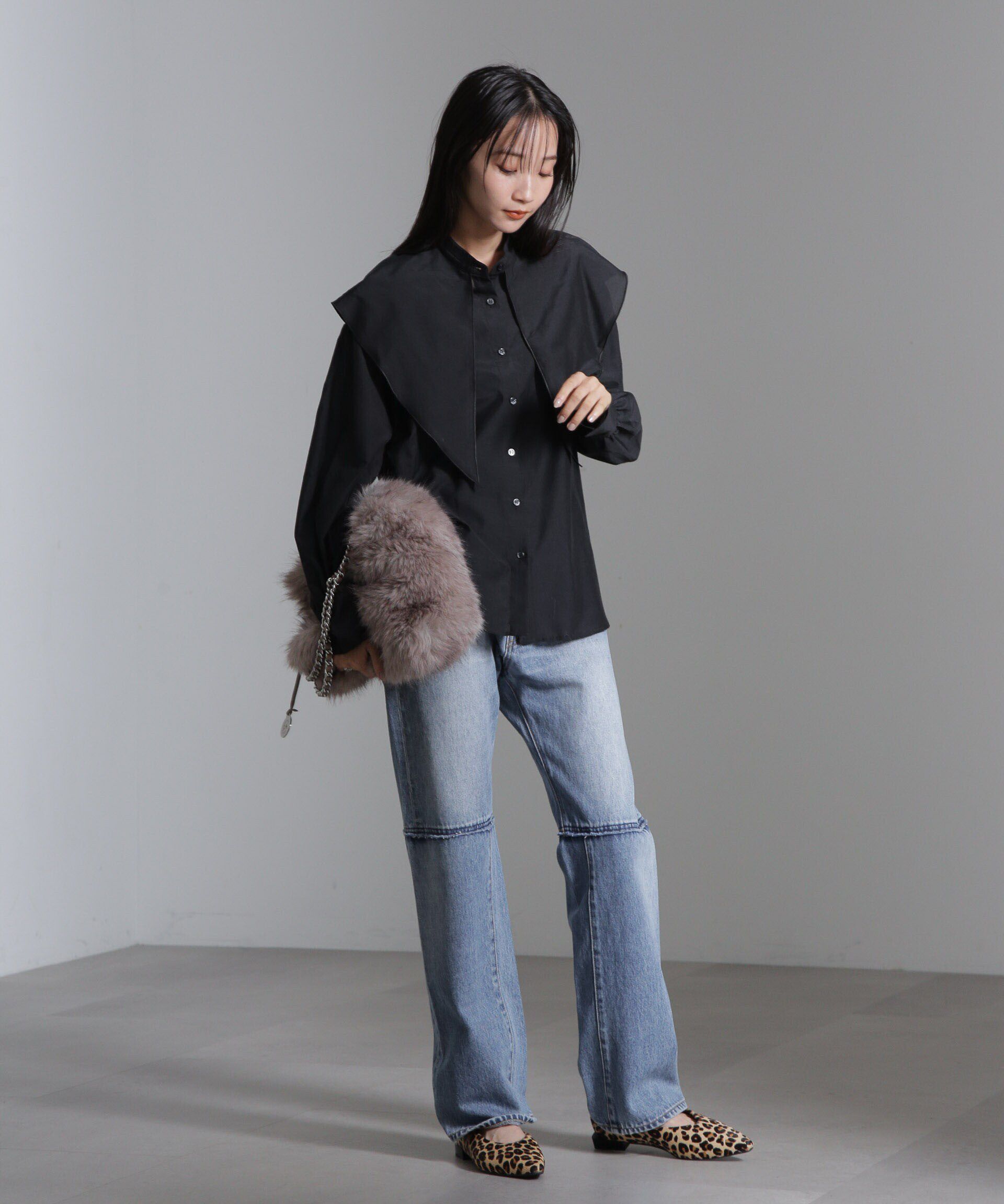 nano･universe「シルク混ビックカラーシャツ」|シャツ・ブラウス|