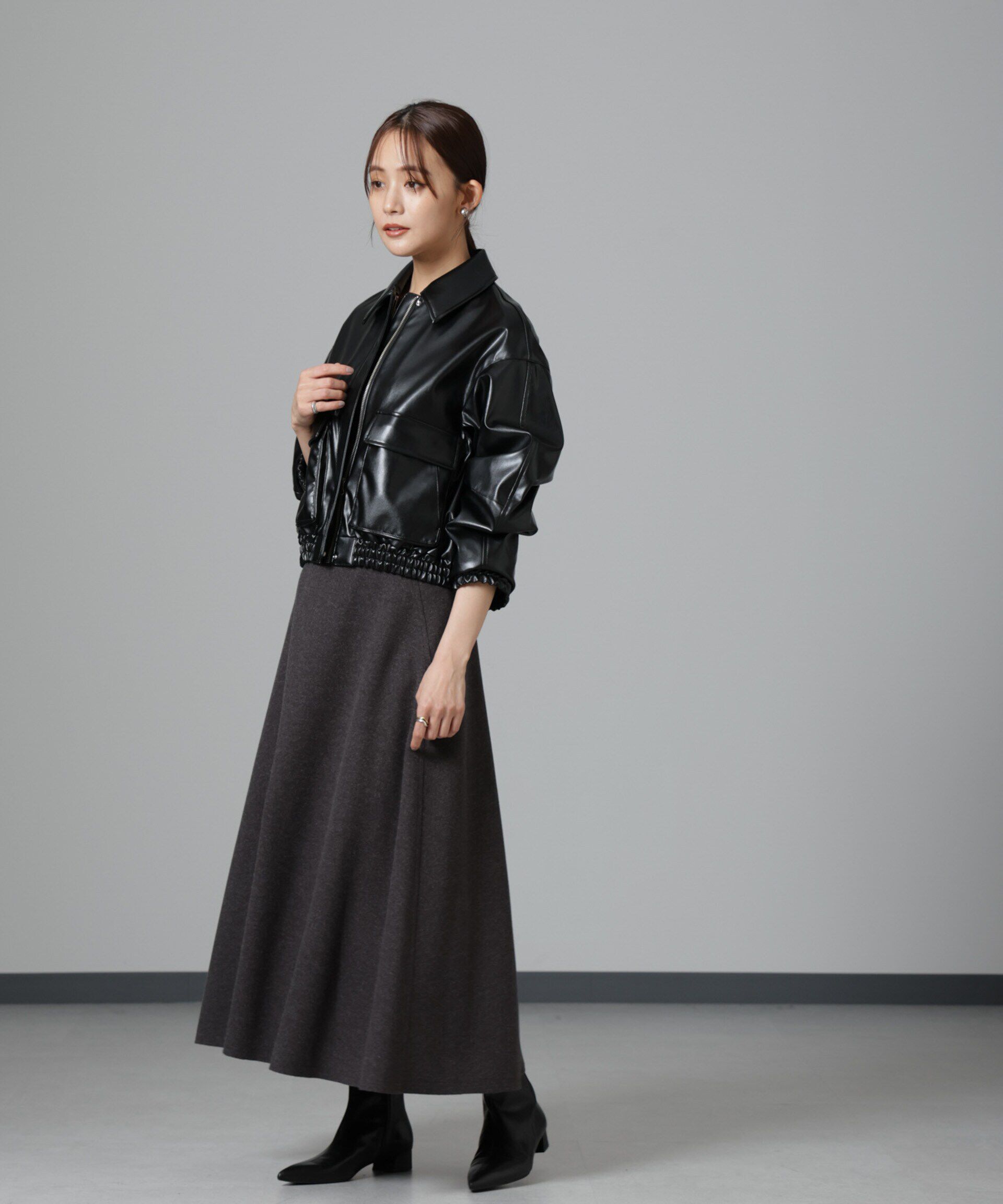 nano･universe「ニードルジャージーフレアスカート」|スカート|