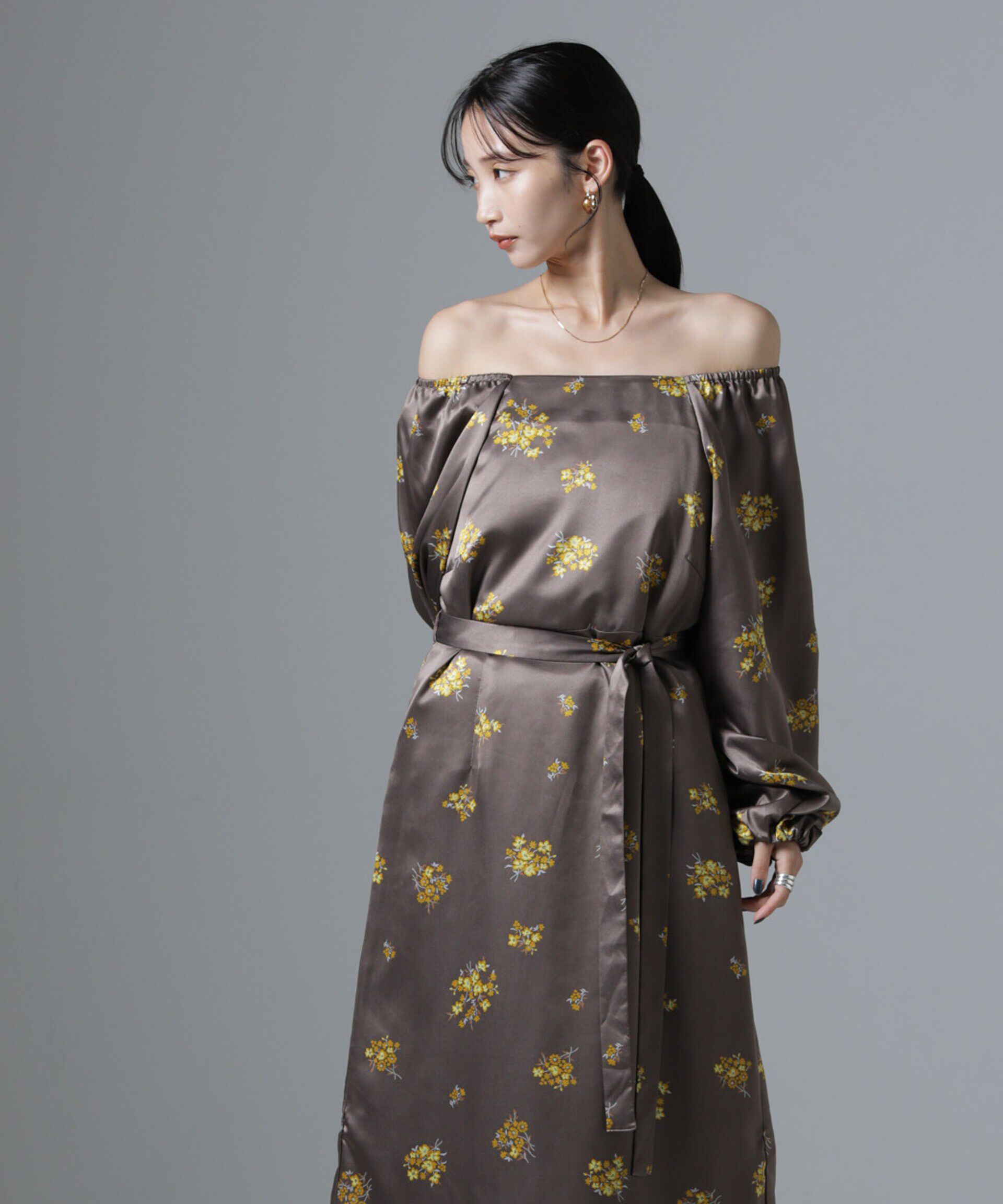 nano･universe「オフショル2WAYフラワープリントワンピース」|ワンピース|