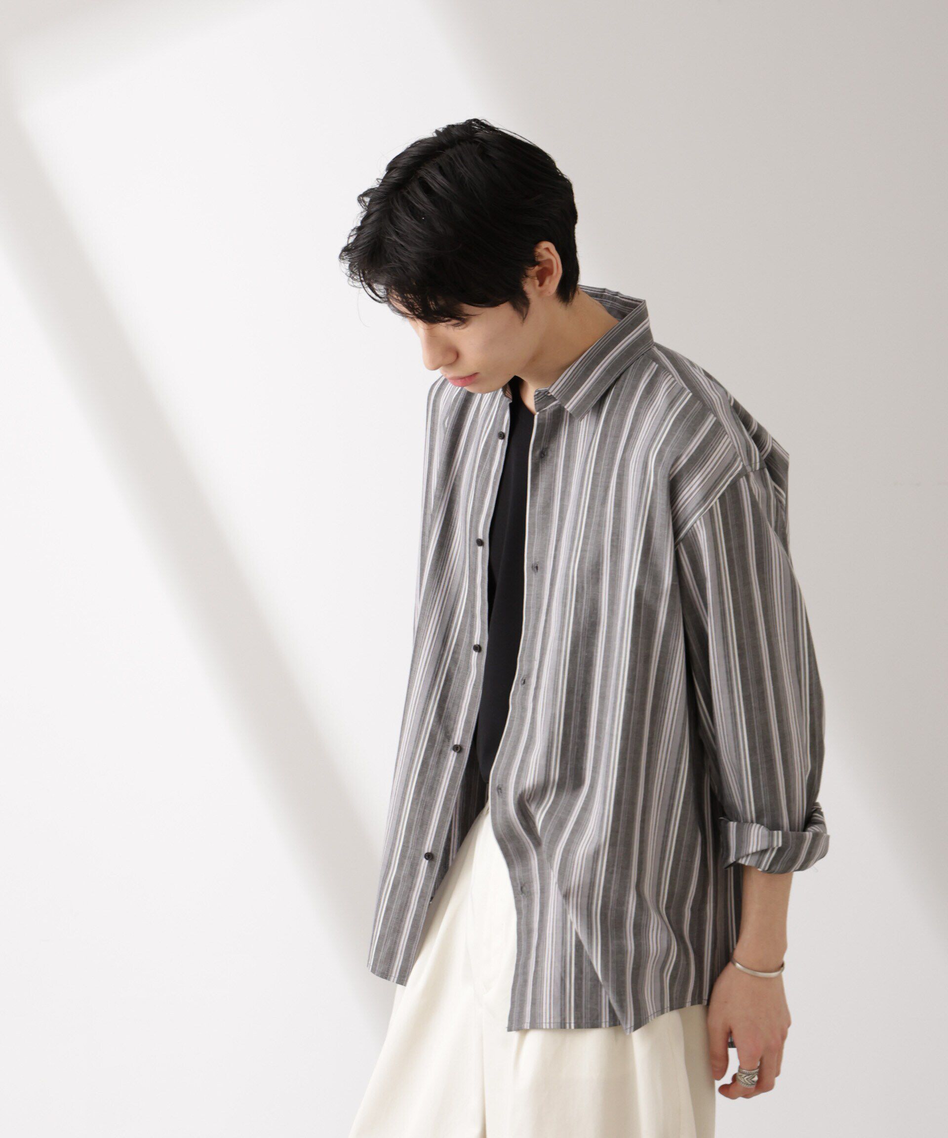 nano･universe「ランダムストライプシャツ 長袖」|シャツ・ブラウス|