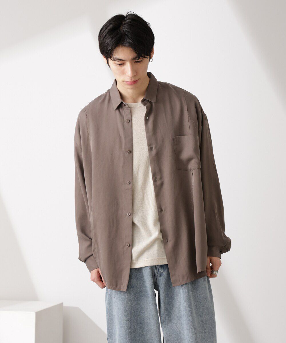 nano･universe「カットオフワイドドレープシャツ 長袖」|シャツ・ブラウス|