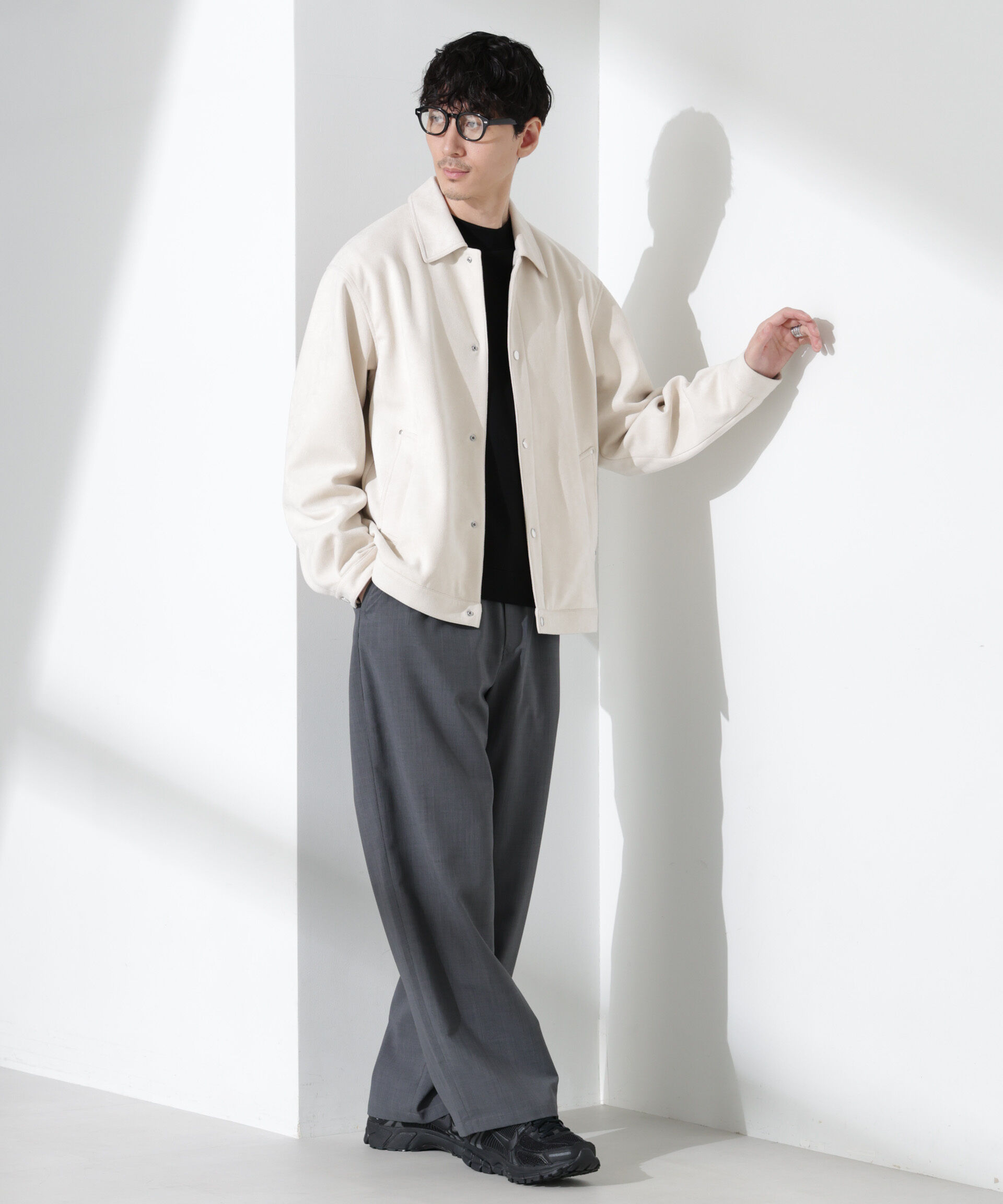 nano･universe「フェイクスエードシャツブルゾン」|ブルゾン・スタジャン|