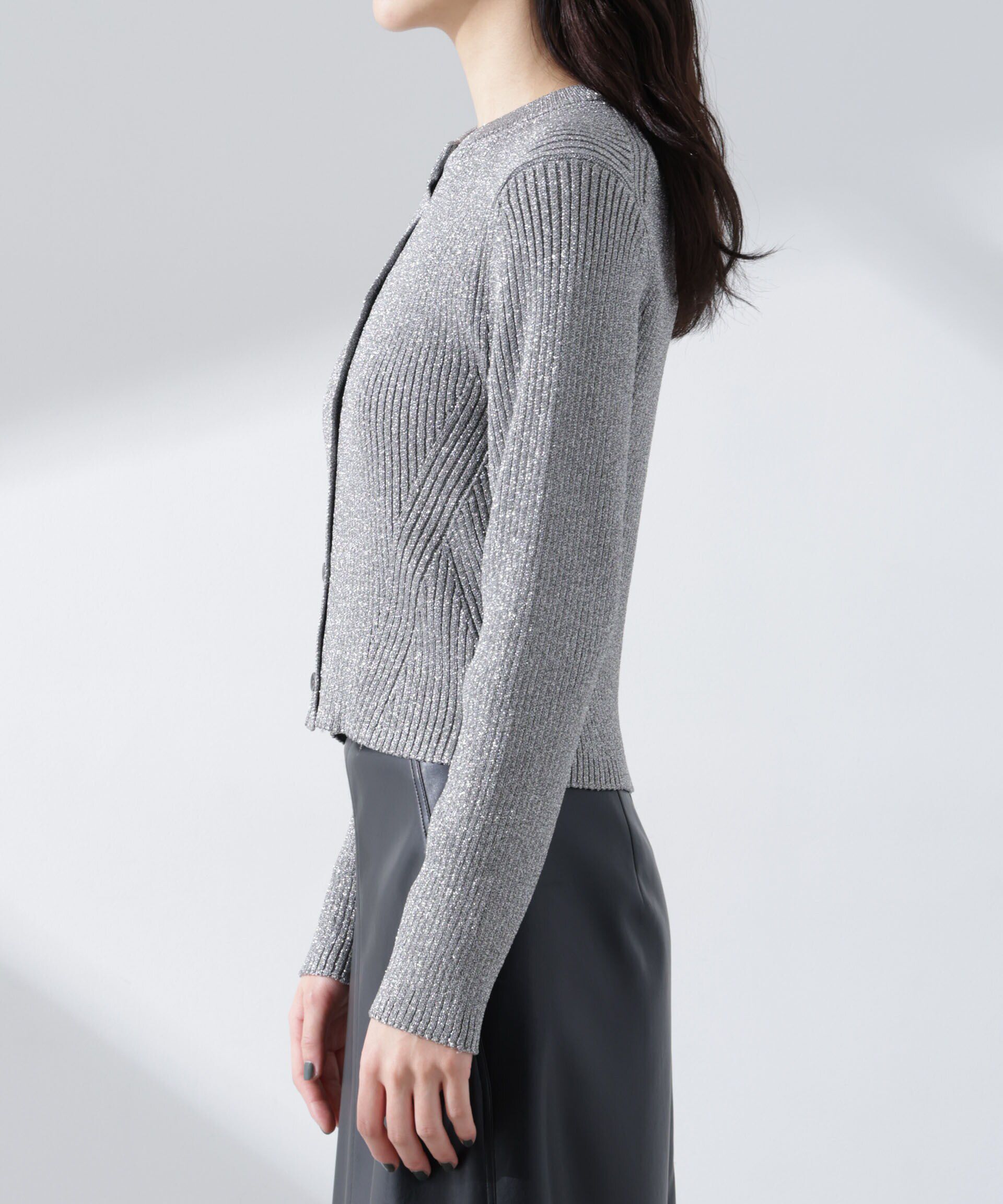 nano･universe「グリッターラメニットカーディガン（セットアップ可）」|ニット・セーター|