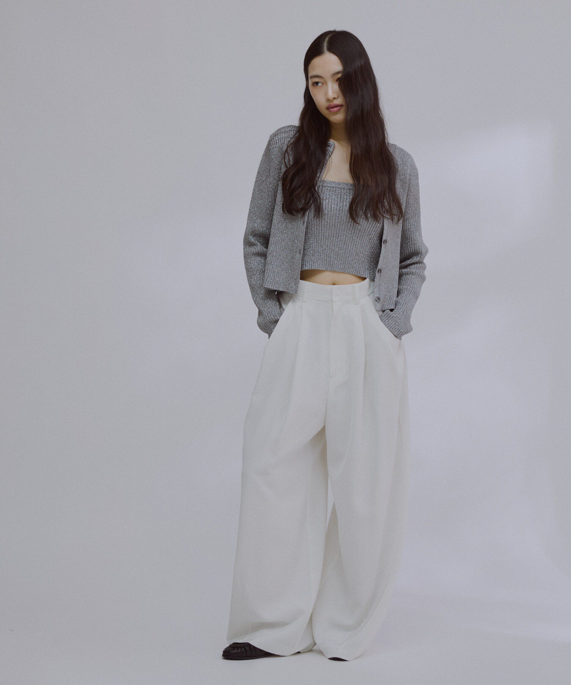 nano･universe「グリッターラメニットカーディガン（セットアップ可）」|ニット・セーター|