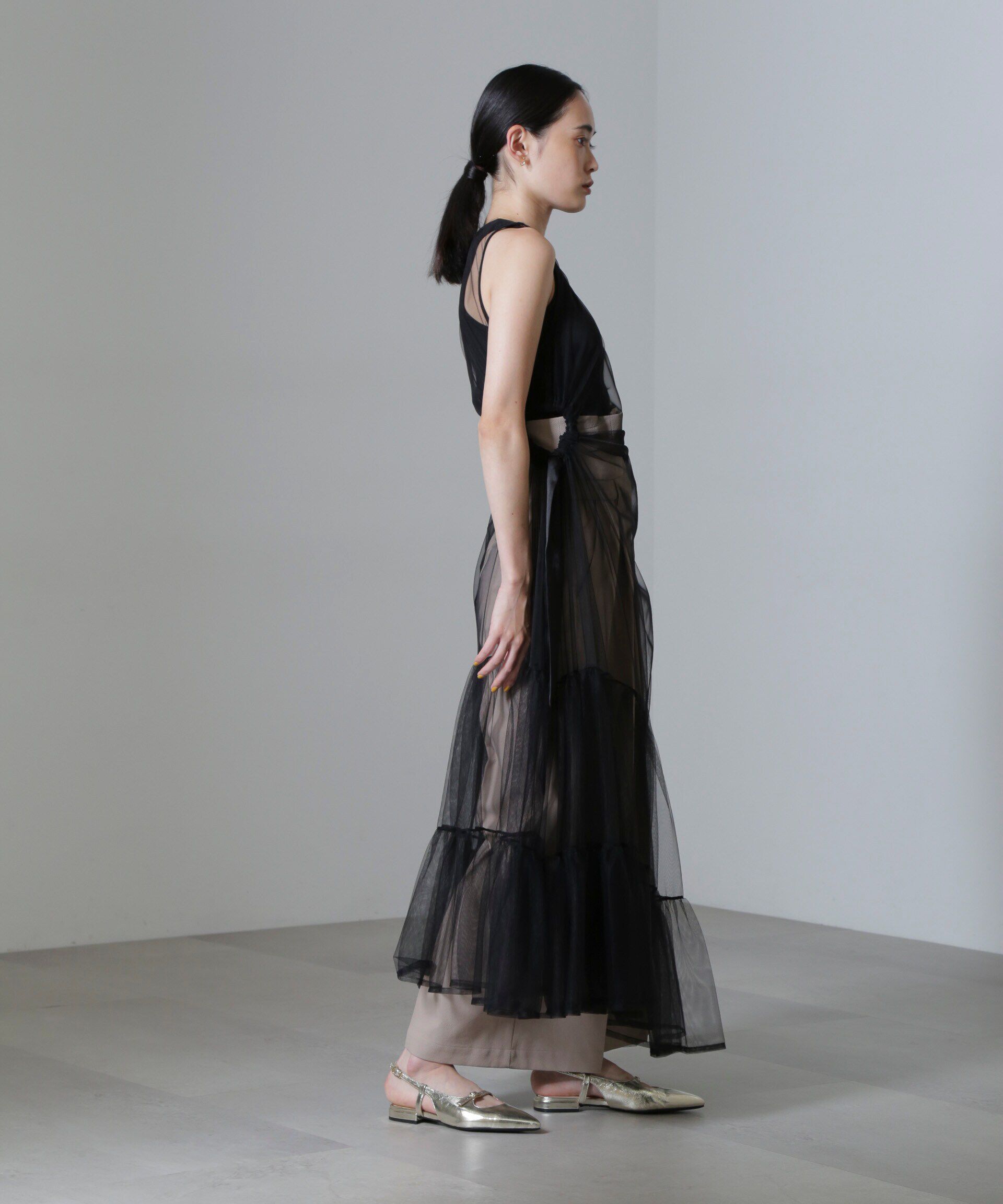 nano･universe「ESTHE/Tiered Tulle Cut-Out MaxiDress」|ワンピース|