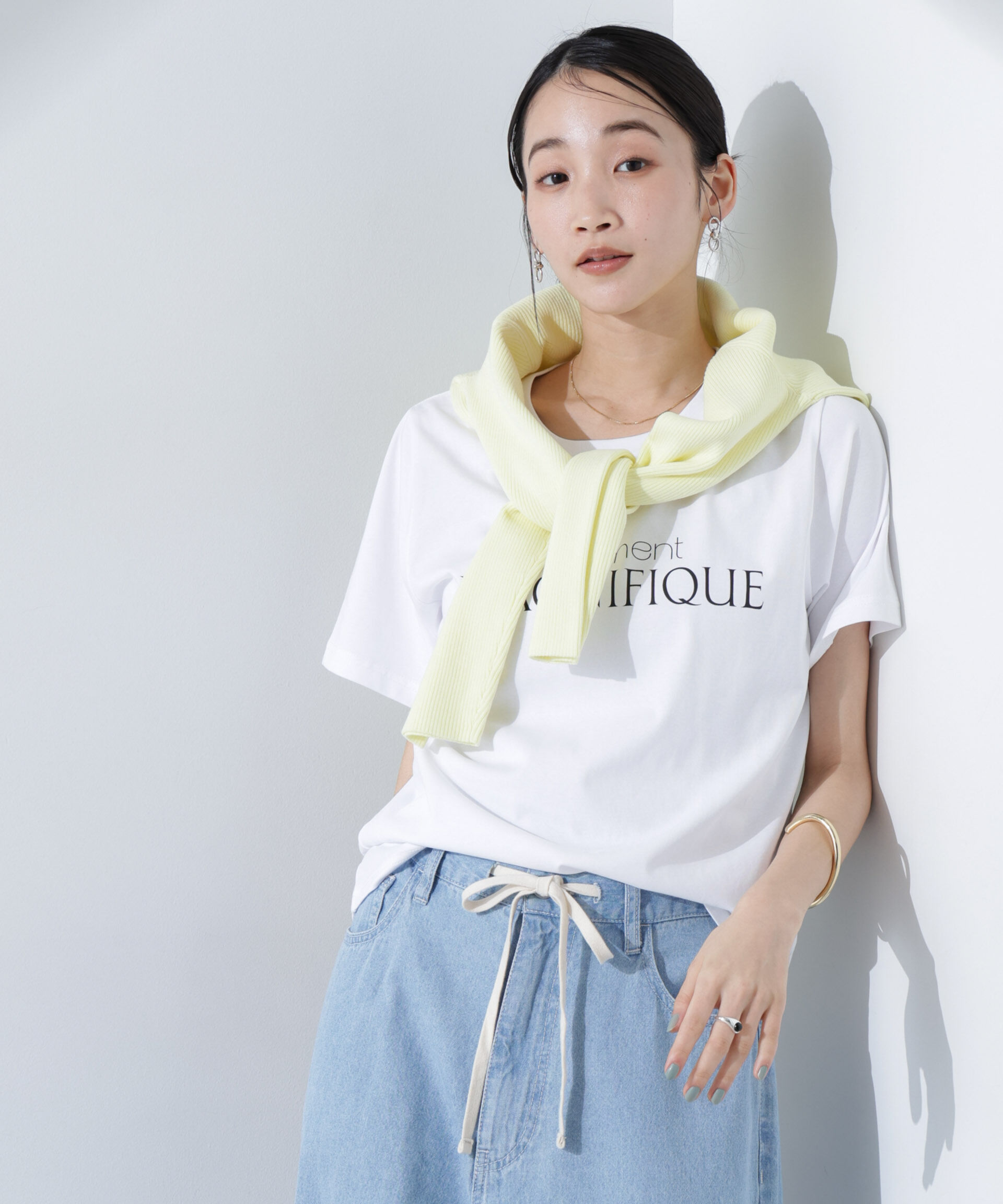 nano･universe「ロゴプリントTシャツ」|Tシャツ・カットソー|ブラック