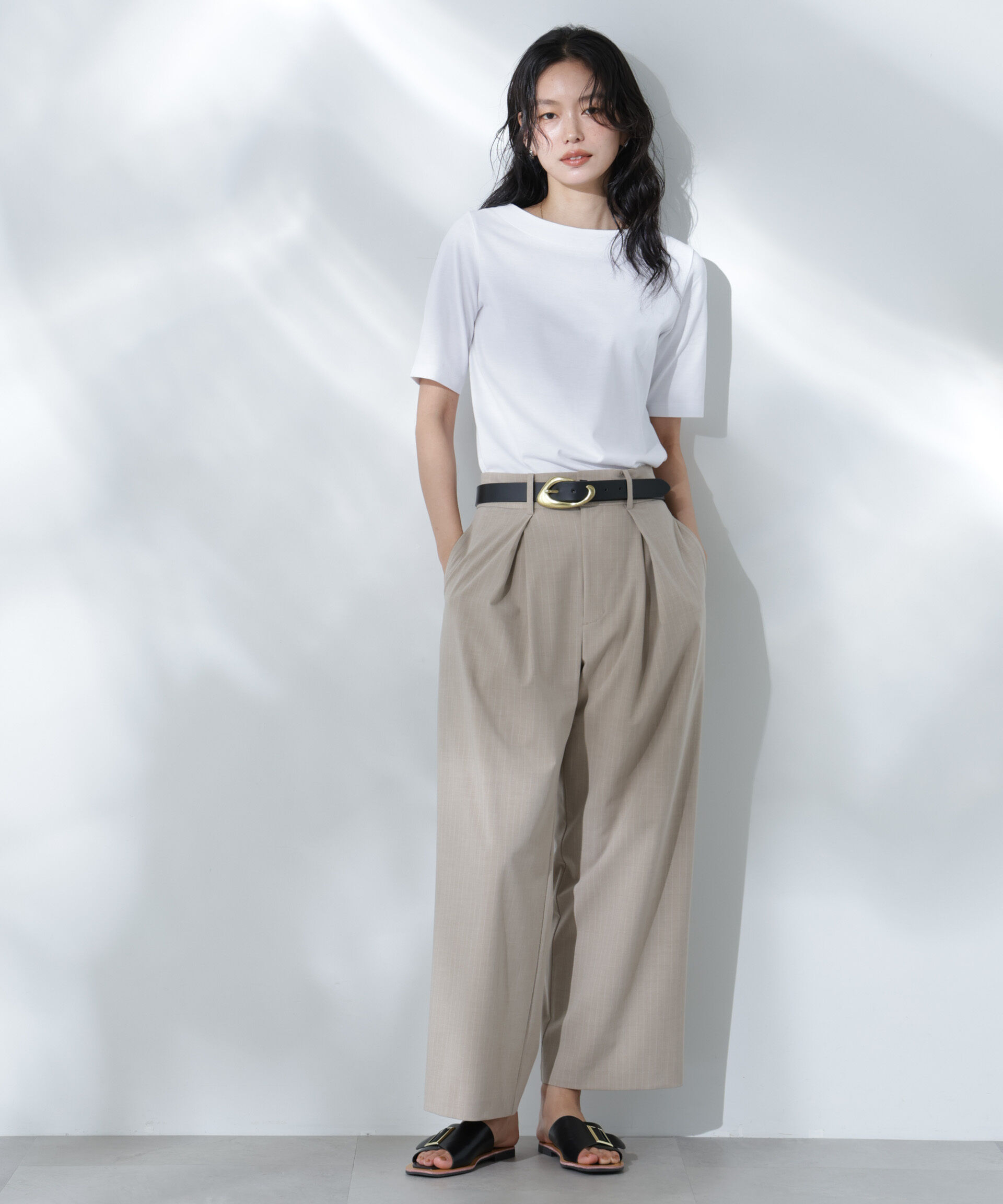 nano･universe「Anti Soaked(R) 汗染み防止ボートネックTシャツ」|Tシャツ・カットソー|