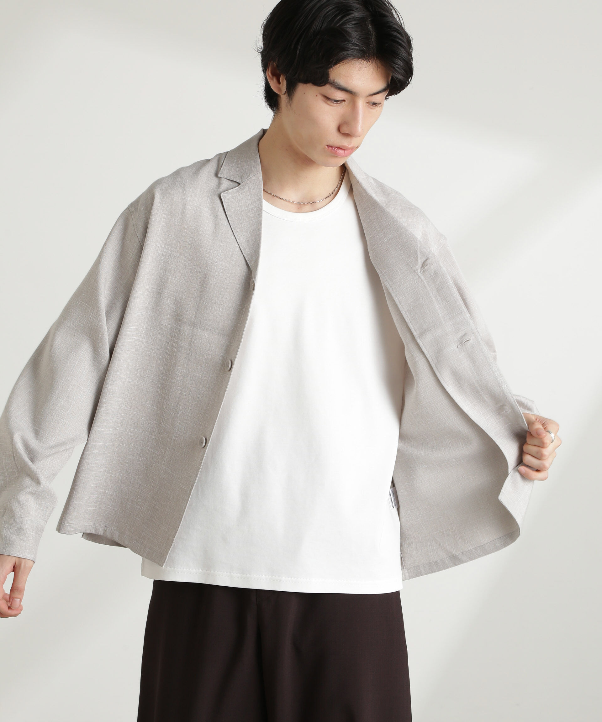nano･universe「WEB限定/リネンライク開襟シャツ 長袖」|シャツ・ブラウス|