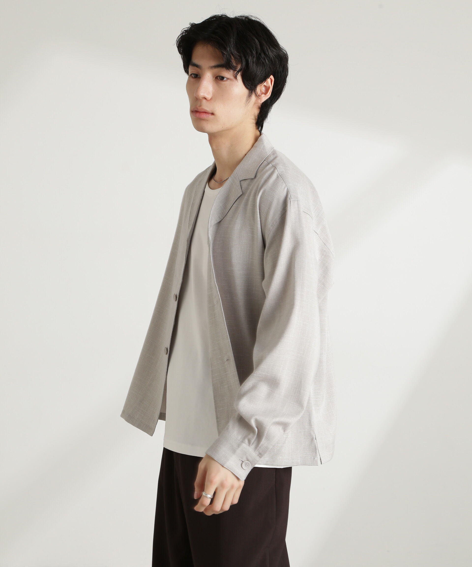 nano･universe「WEB限定/リネンライク開襟シャツ 長袖」|シャツ・ブラウス|