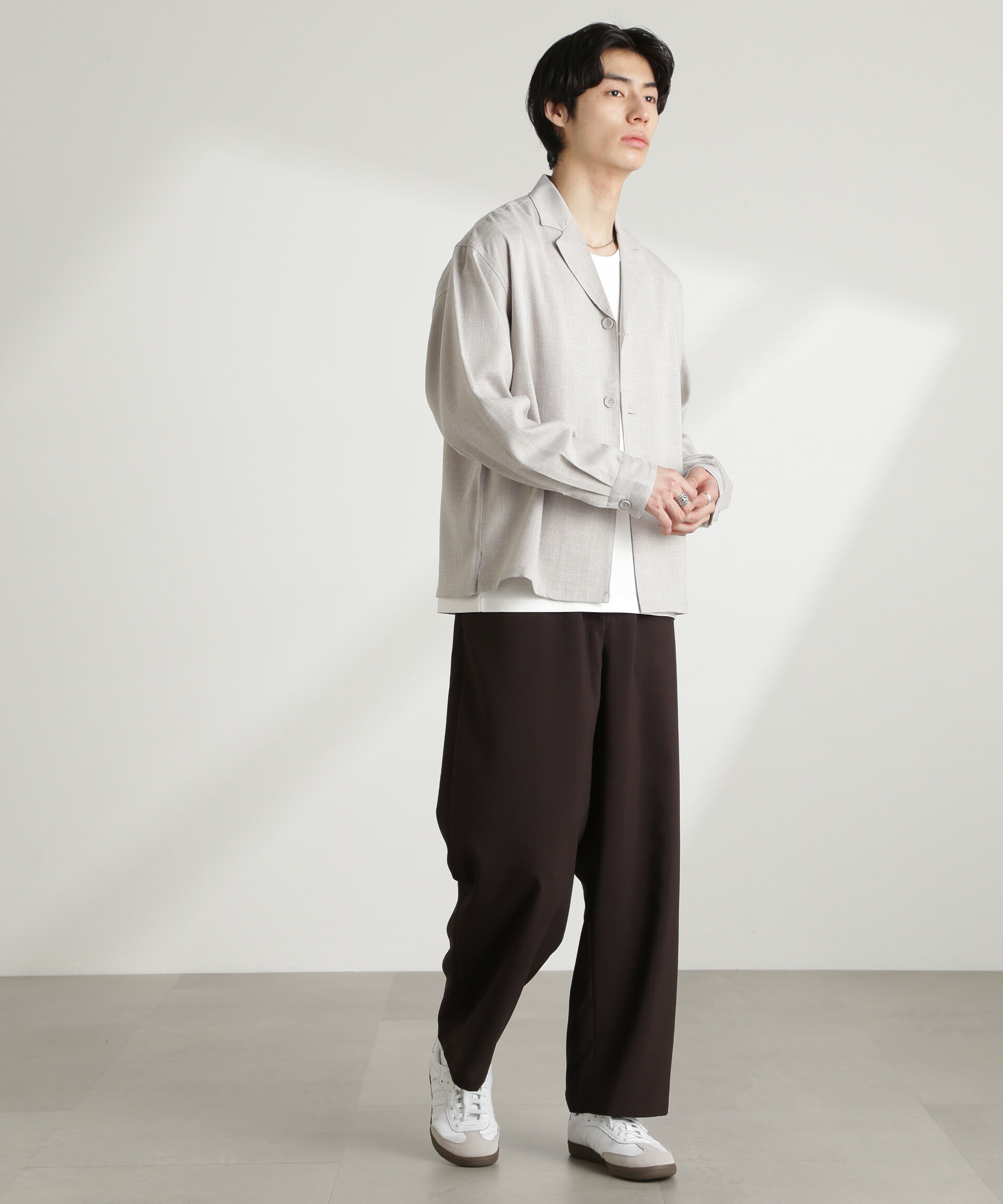 nano･universe「WEB限定/リネンライク開襟シャツ 長袖」|シャツ・ブラウス|