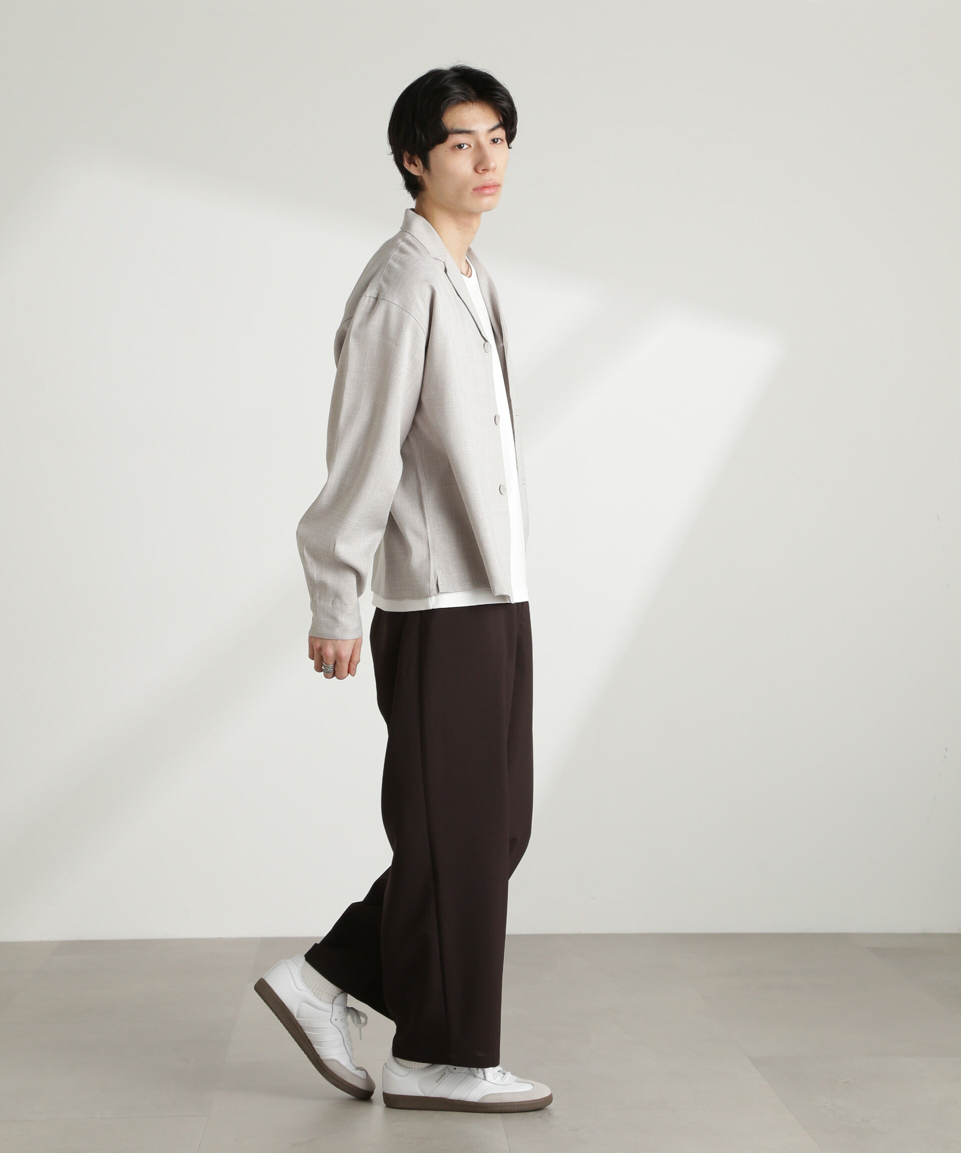 nano･universe「WEB限定/リネンライク開襟シャツ 長袖」|シャツ・ブラウス|