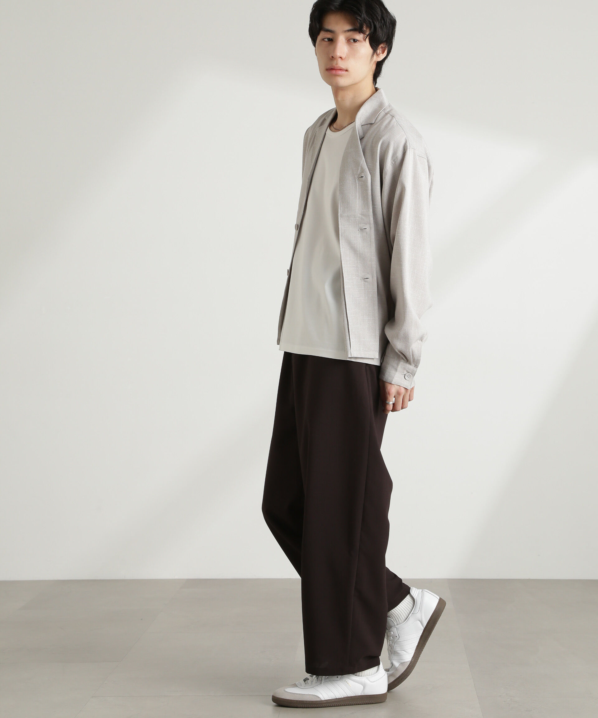 nano･universe「WEB限定/リネンライク開襟シャツ 長袖」|シャツ・ブラウス|